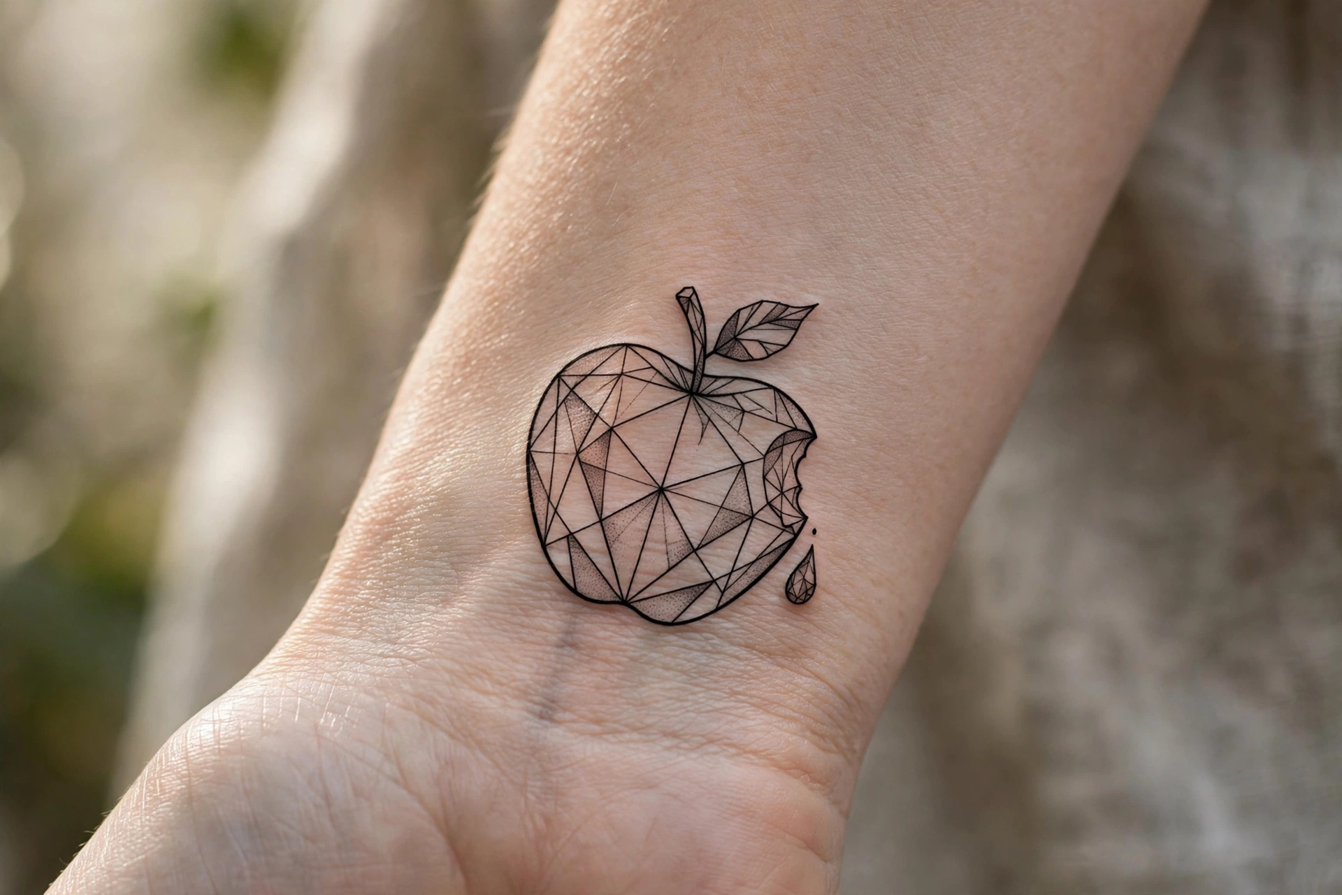 Poison apple tattoo with skull and drip