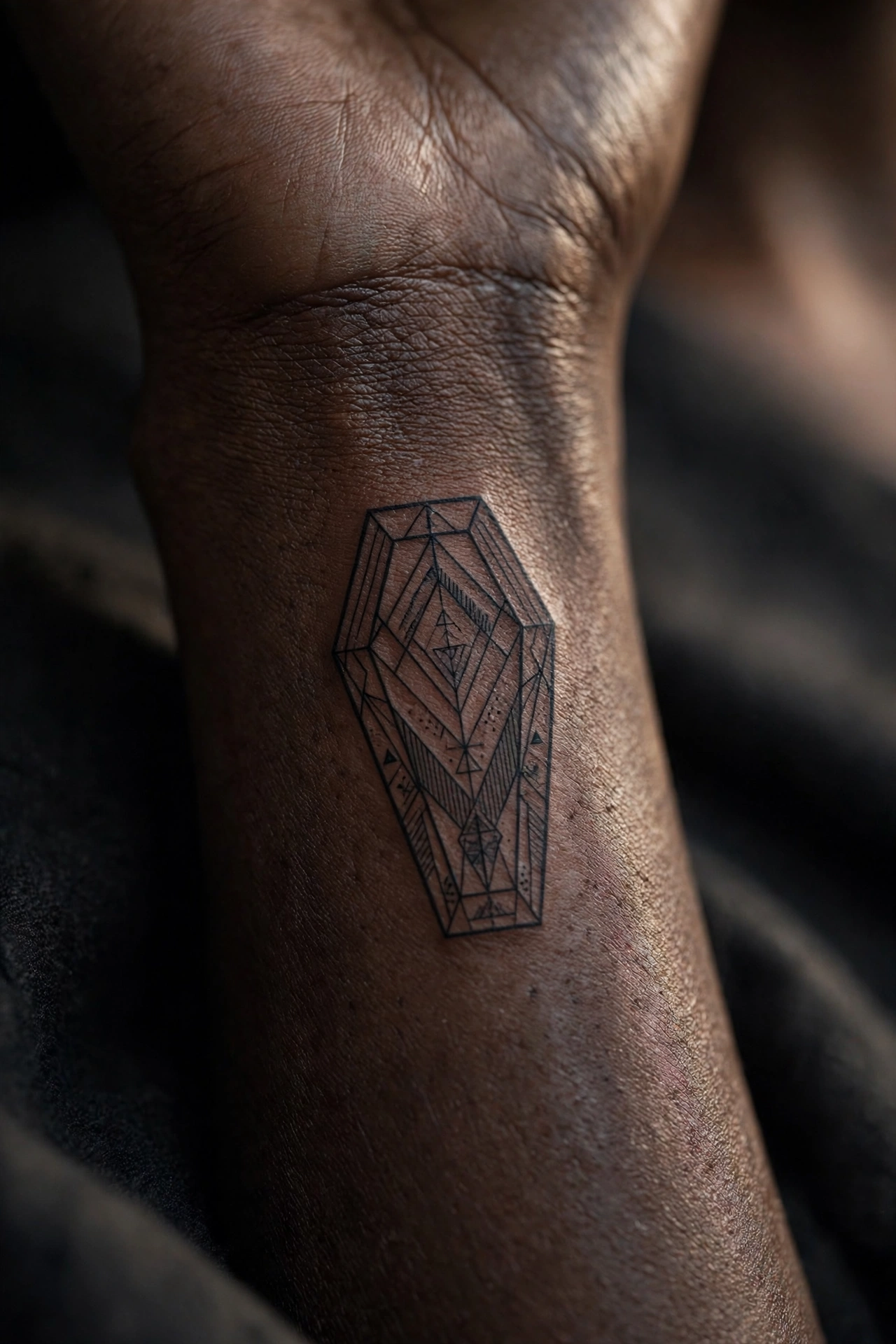 Ornate gothic coffin tattoo design