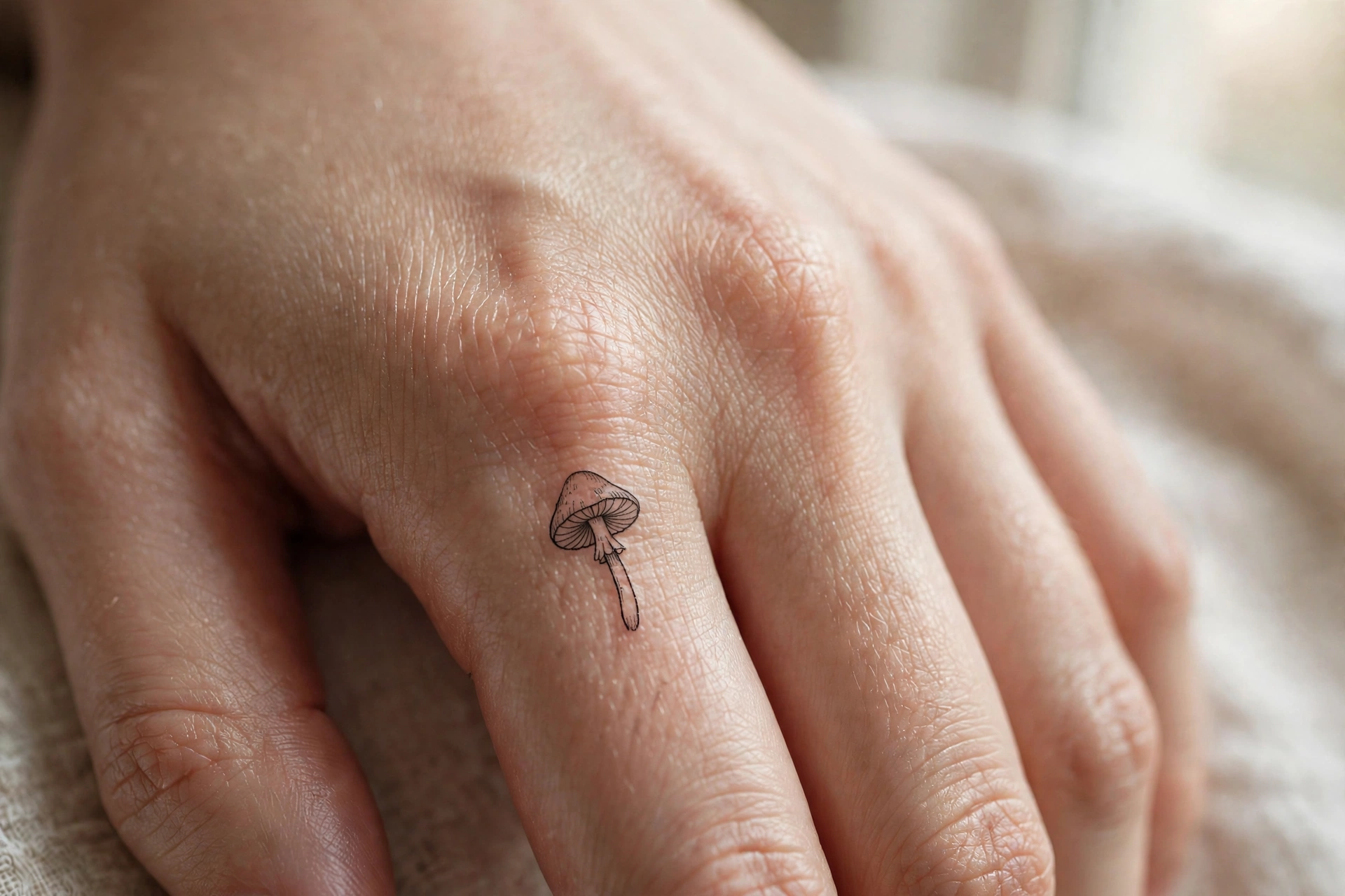 Henna inspired ornamental tattoo covering the back of a woman's hand