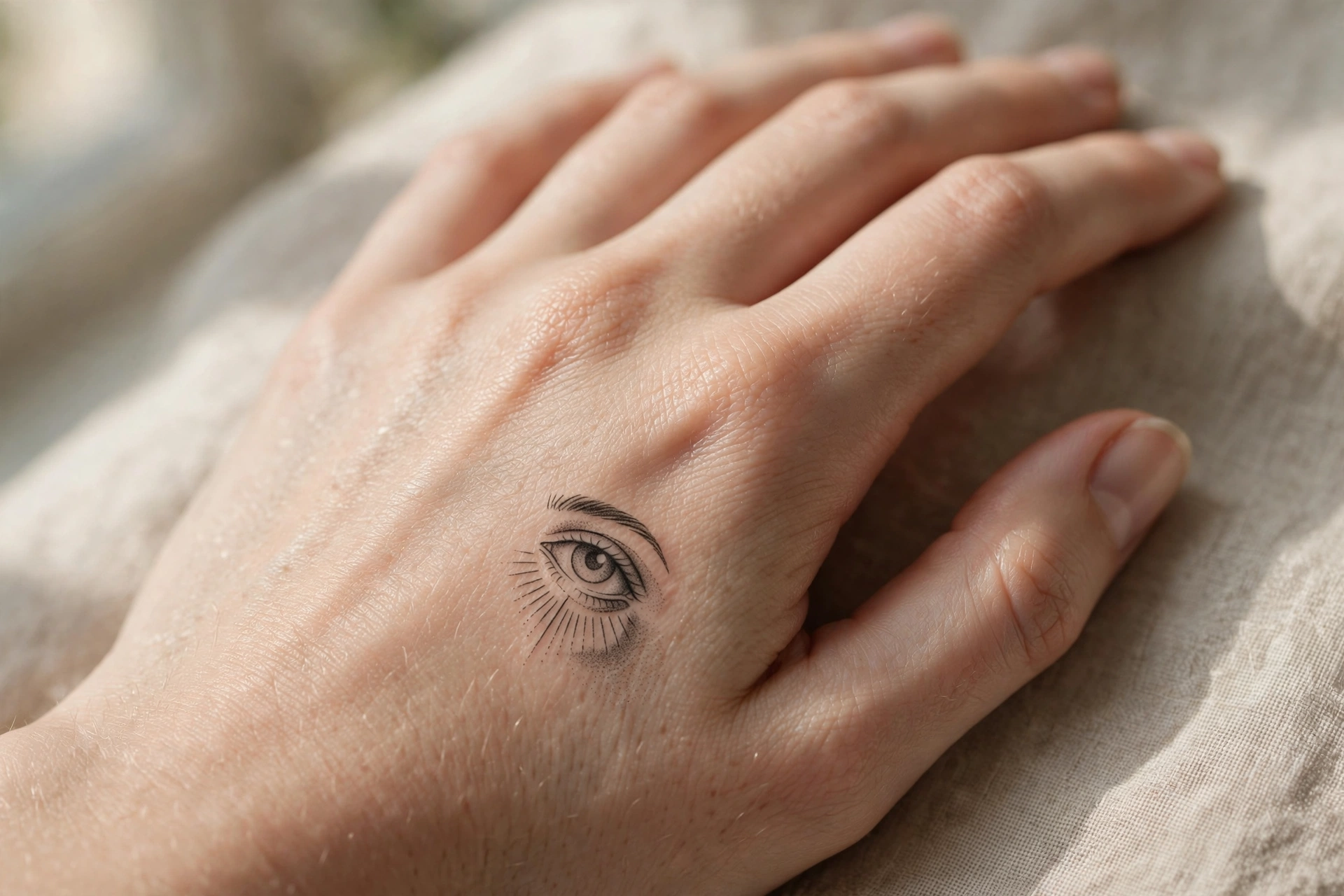 Snake wrapping around a woman's finger like a ring tattoo