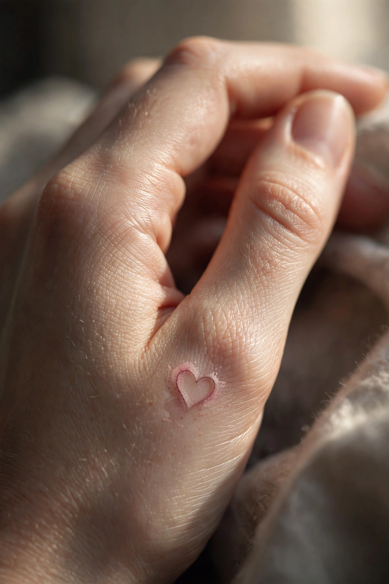 Tiny paw print tattoo on a woman's finger