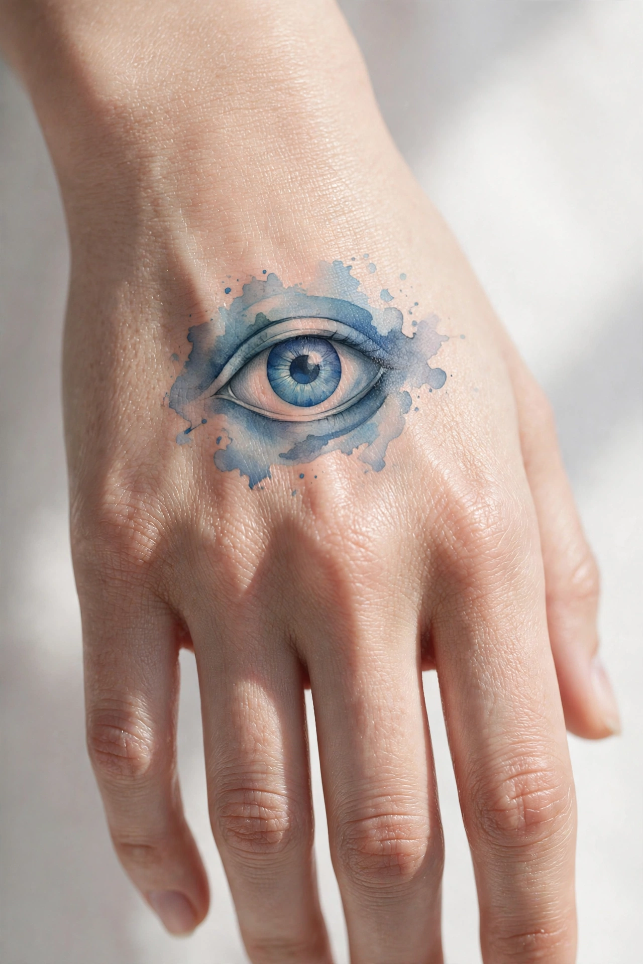 Minimalist arrow tattoo running down a woman's finger