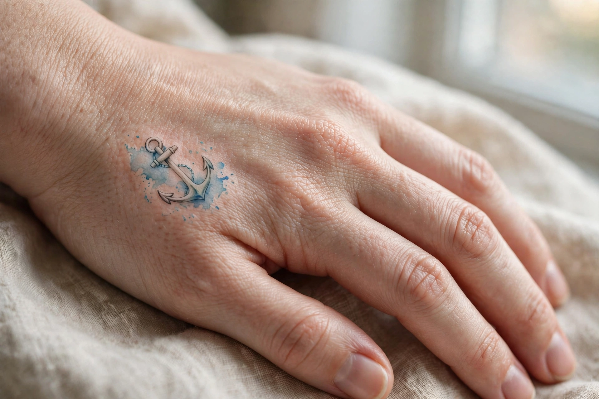 Cute tiny ghost tattoo on a woman's finger