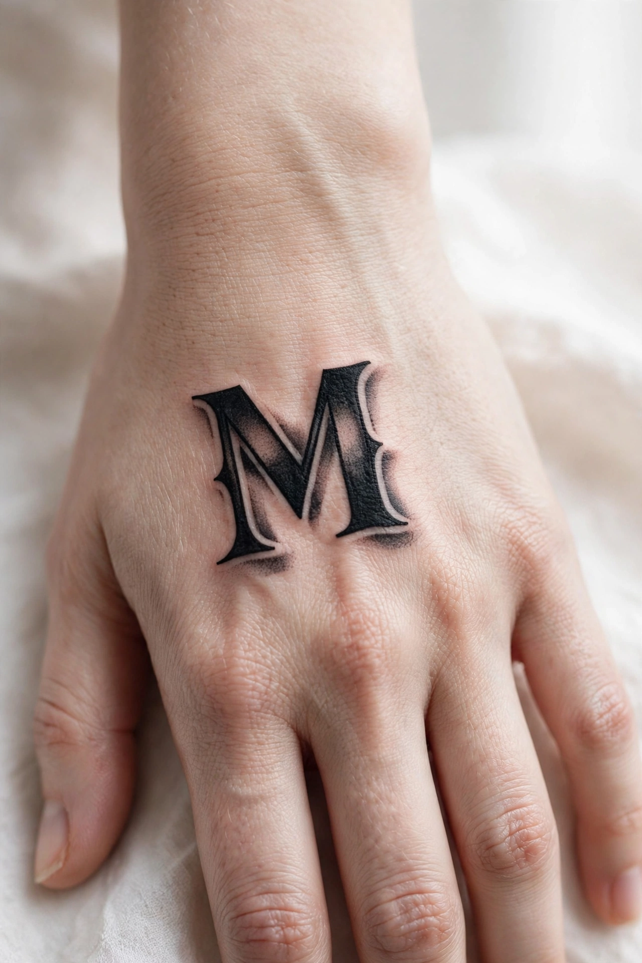 Roman numerals tattooed across a woman's fingers