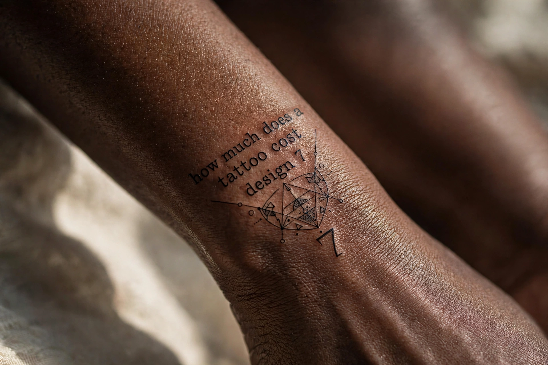 Happy client showing finished tattoo after tipping their artist