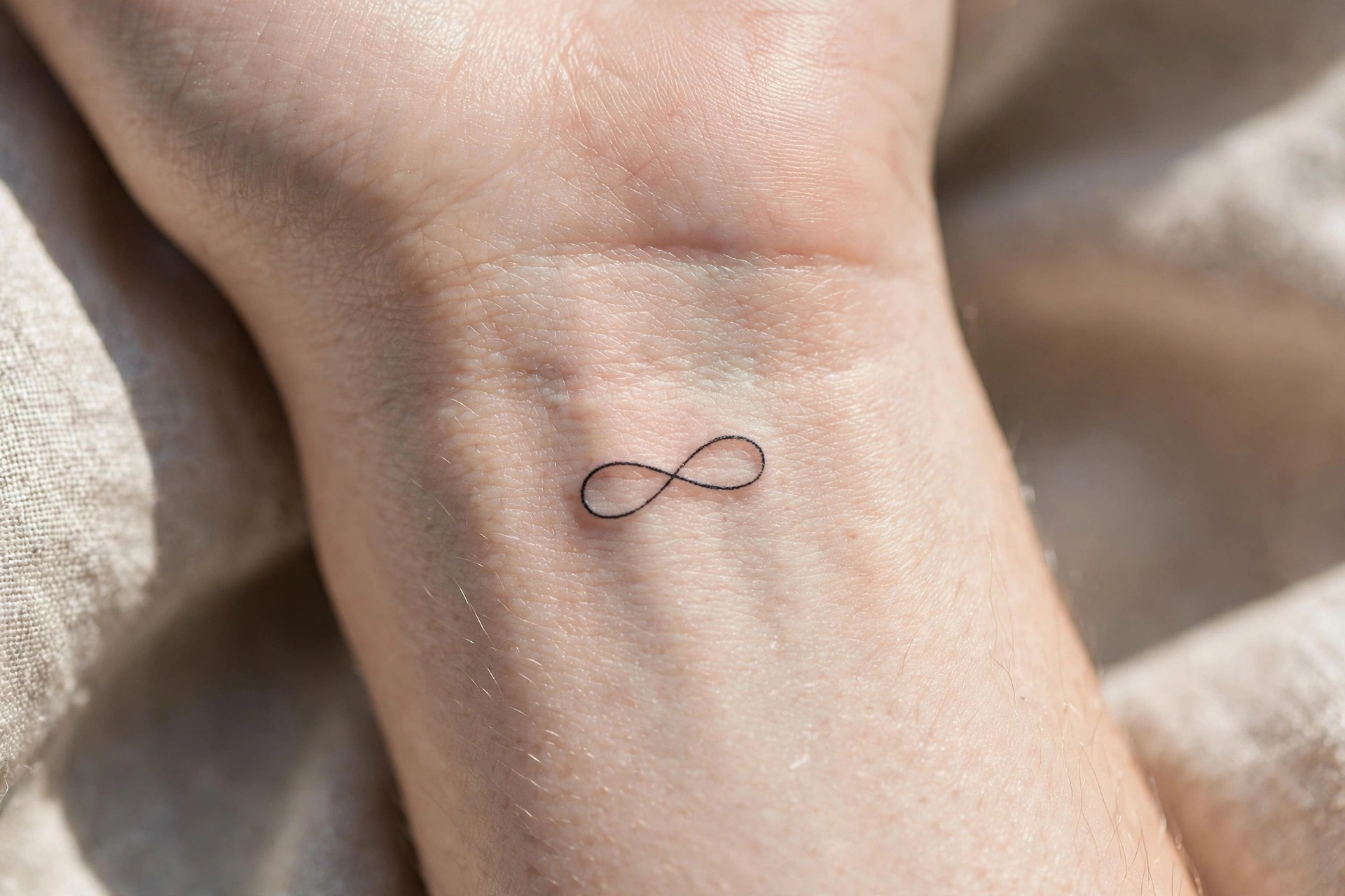 Small infinity symbol tattoo on the inner wrist