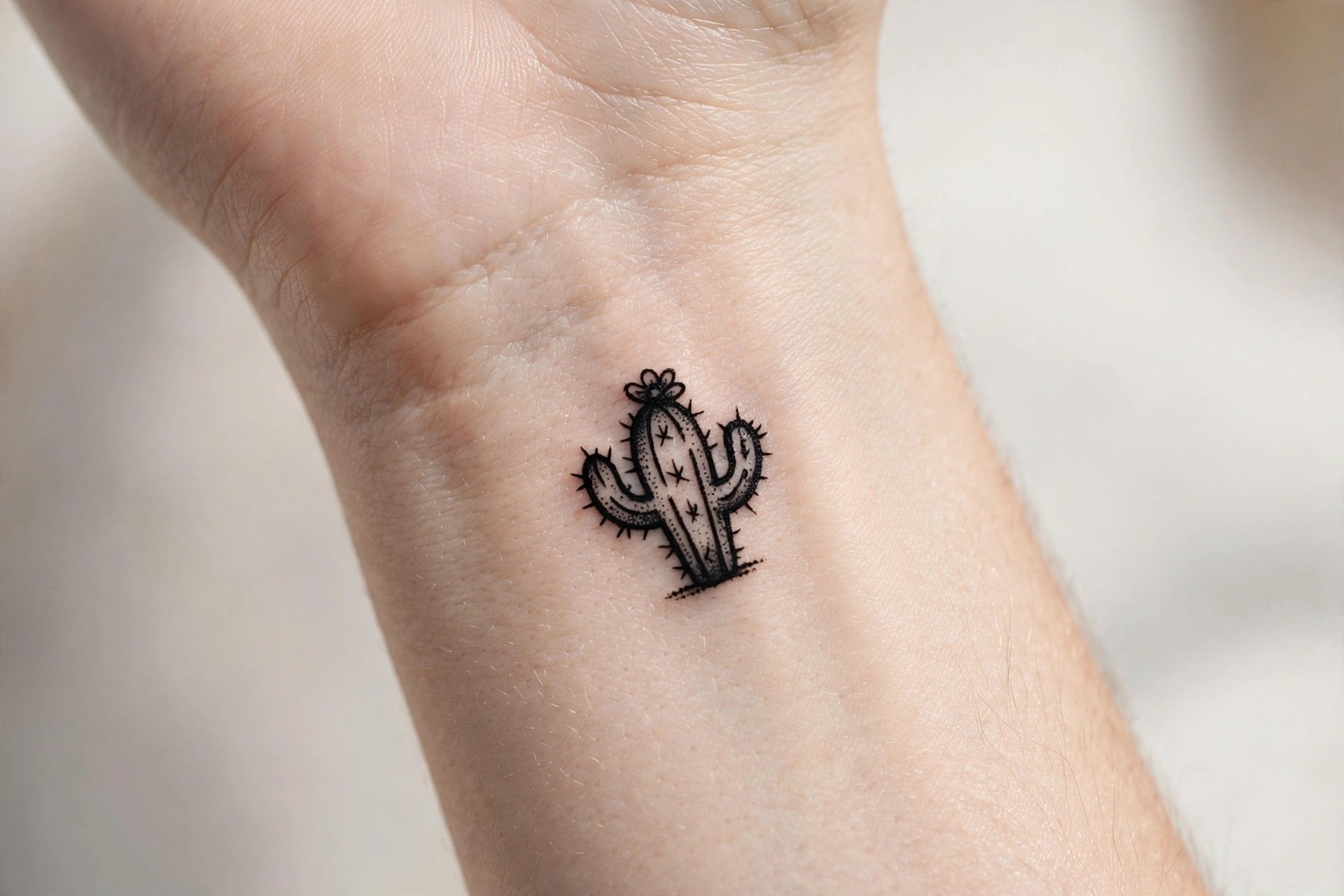 Small cute cactus tattoo on the inner wrist