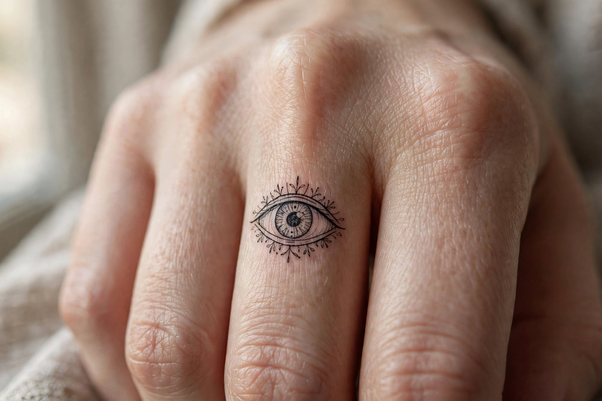 ROCK ROLL knuckle tattoos in vintage rock poster lettering
