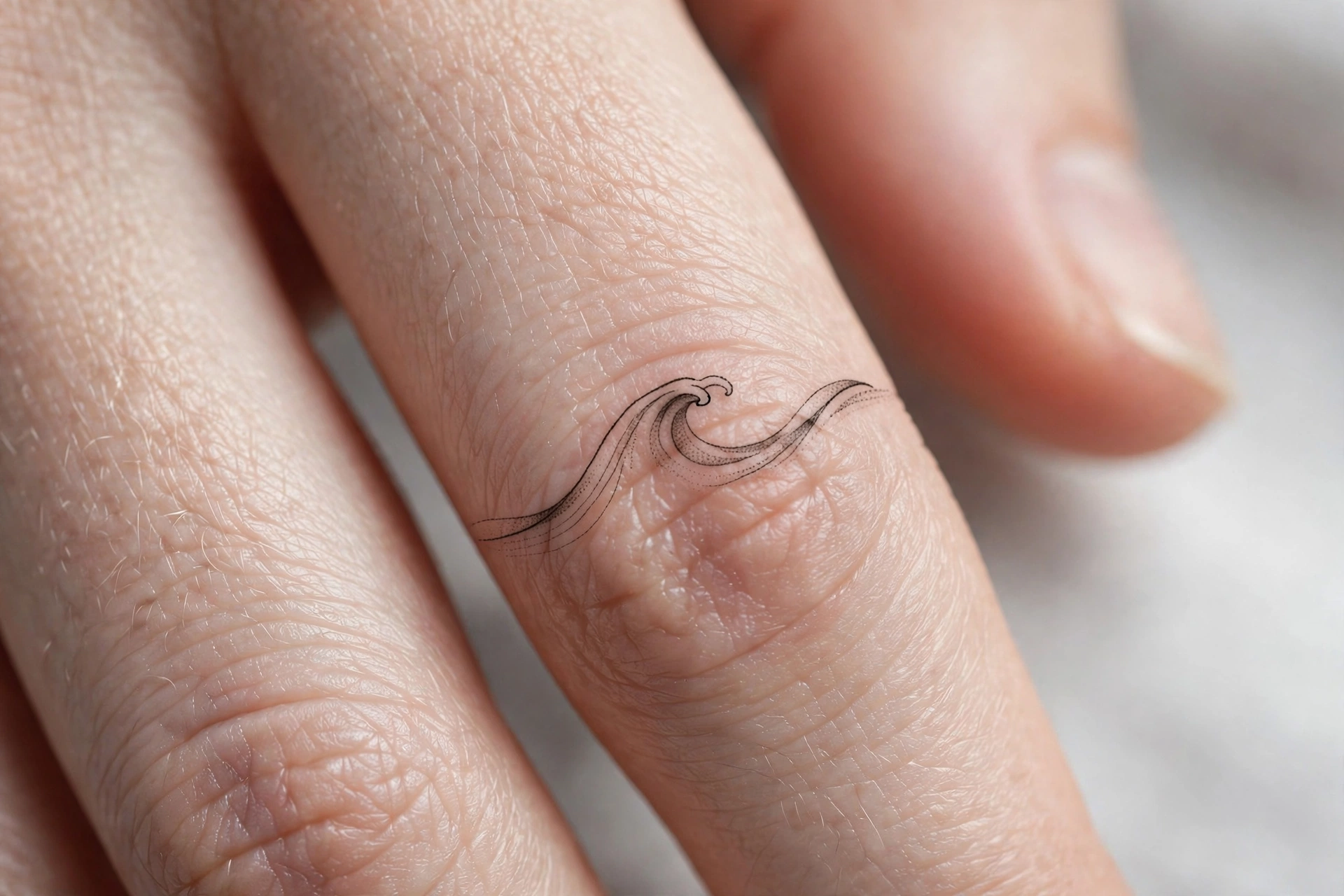 Small lightning bolt tattoos striking down each knuckle