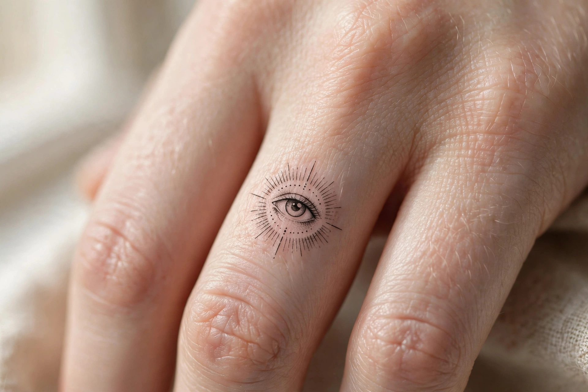HOPE FAITH knuckle tattoos in elegant serif lettering