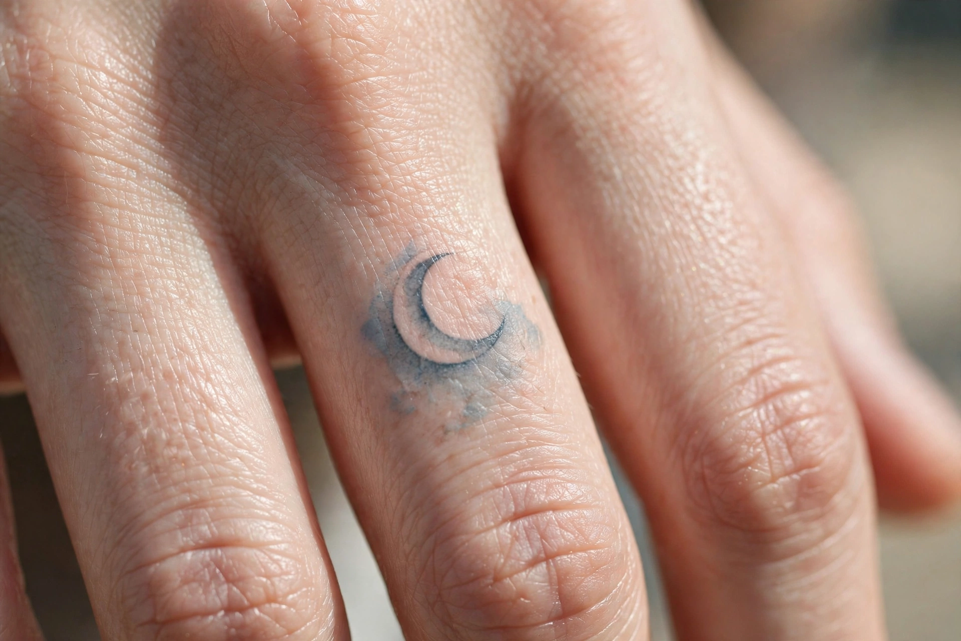 Small dagger tattoos pointing down each knuckle
