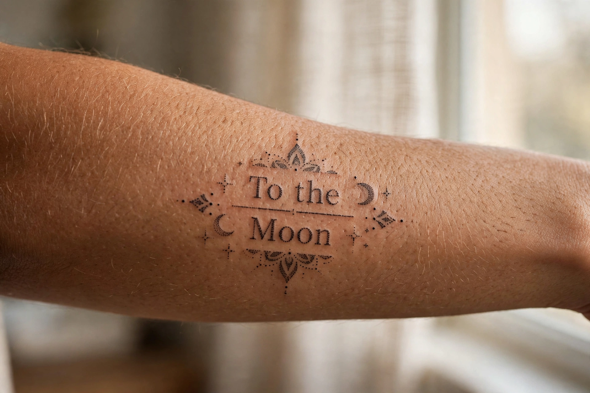 To the moon and back split quote couple tattoo