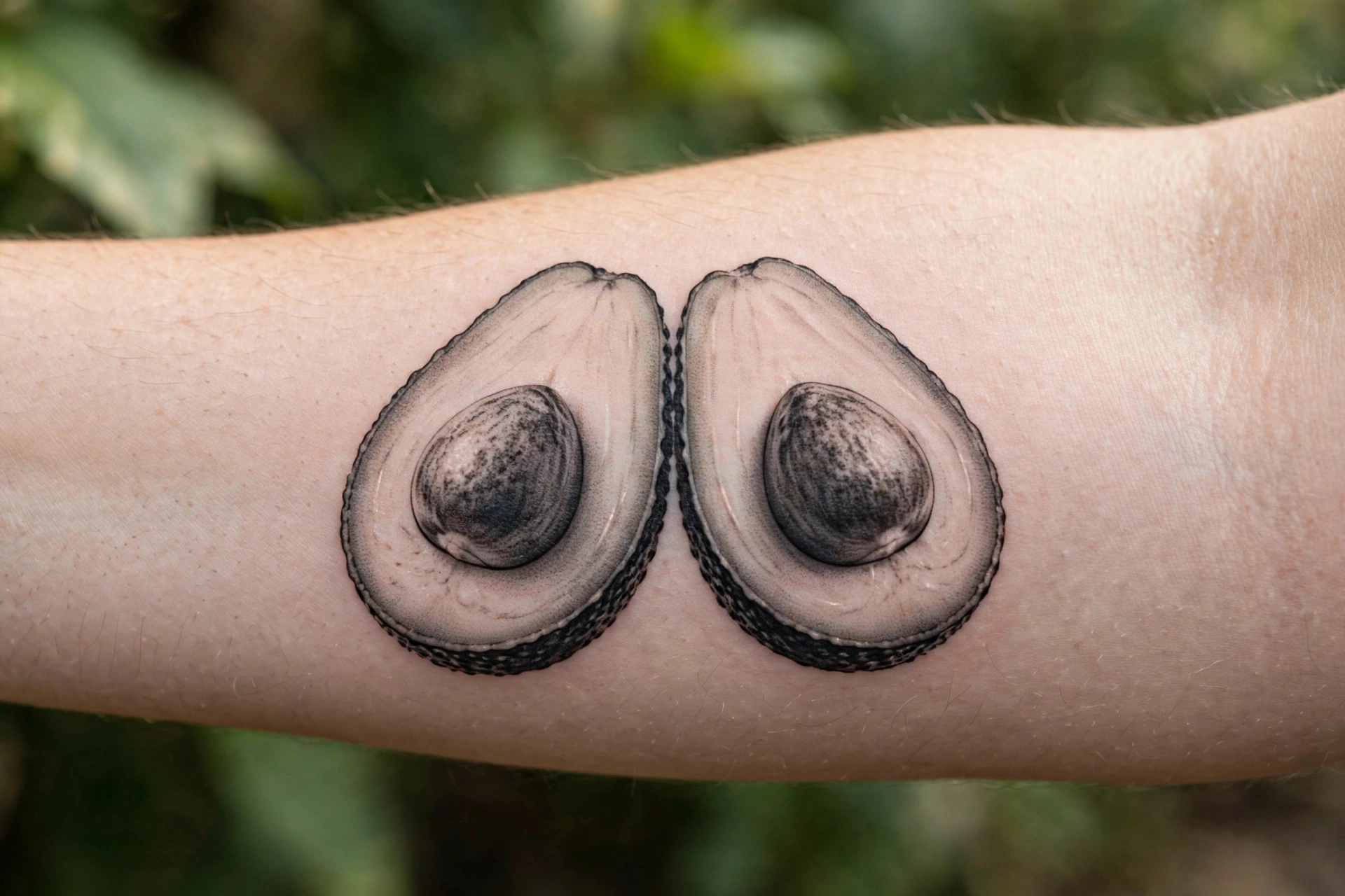 Avocado halves matching couple tattoo ideas