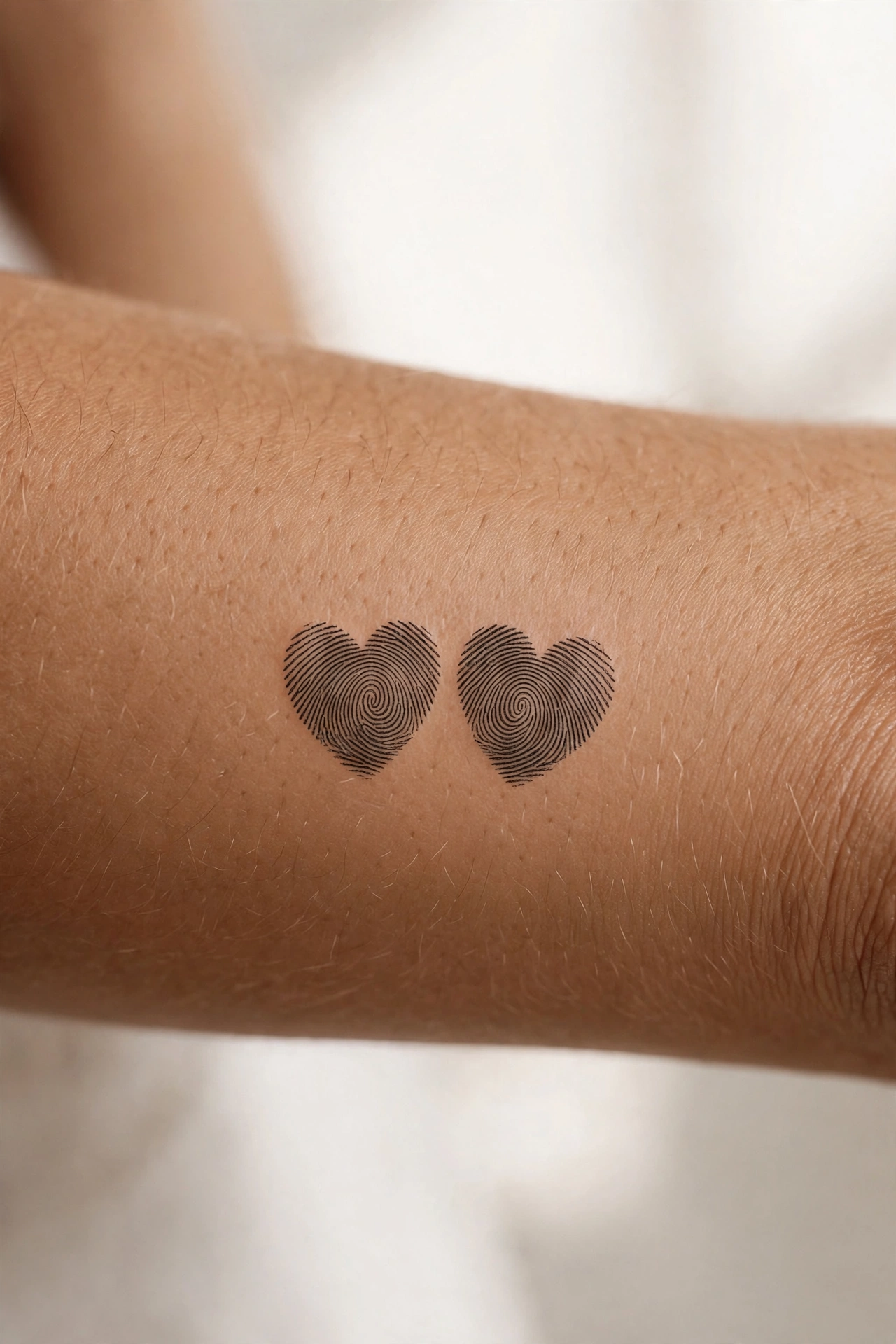 Fingerprint heart matching couple tattoos