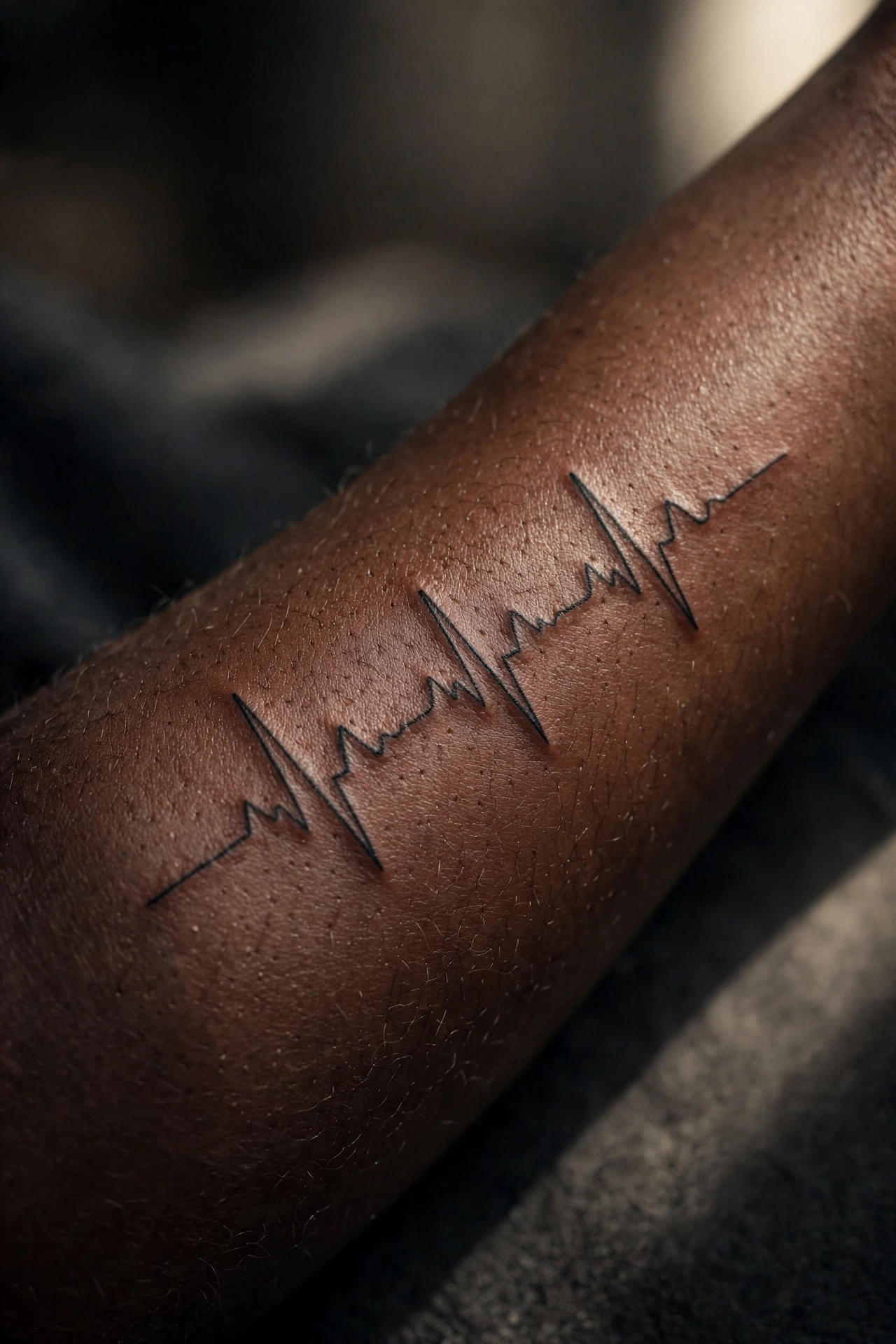EKG heartbeat line matching couple tattoos on wrists