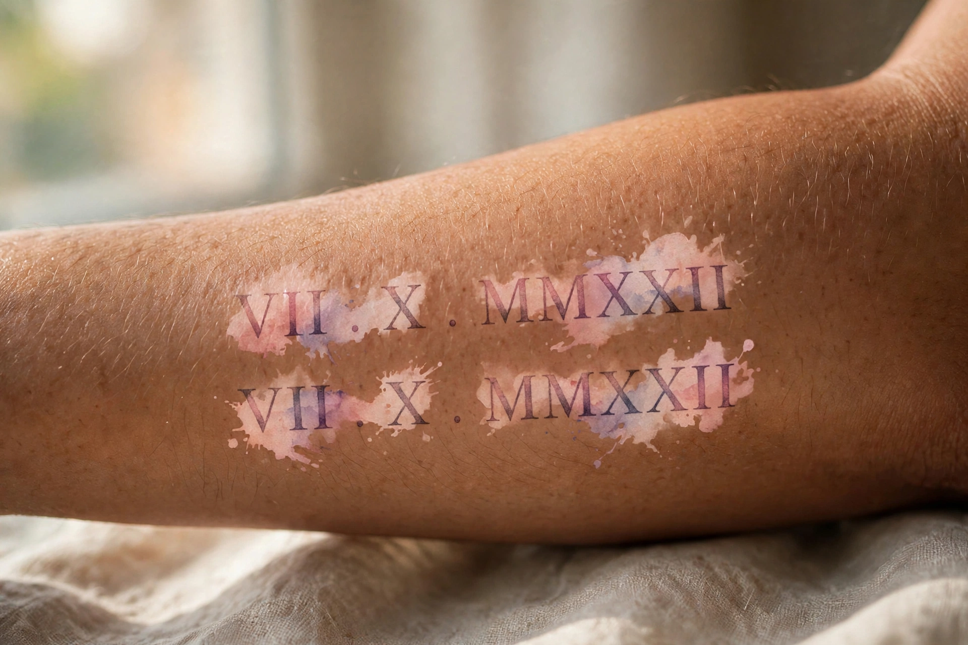 Roman numeral date matching couple tattoos