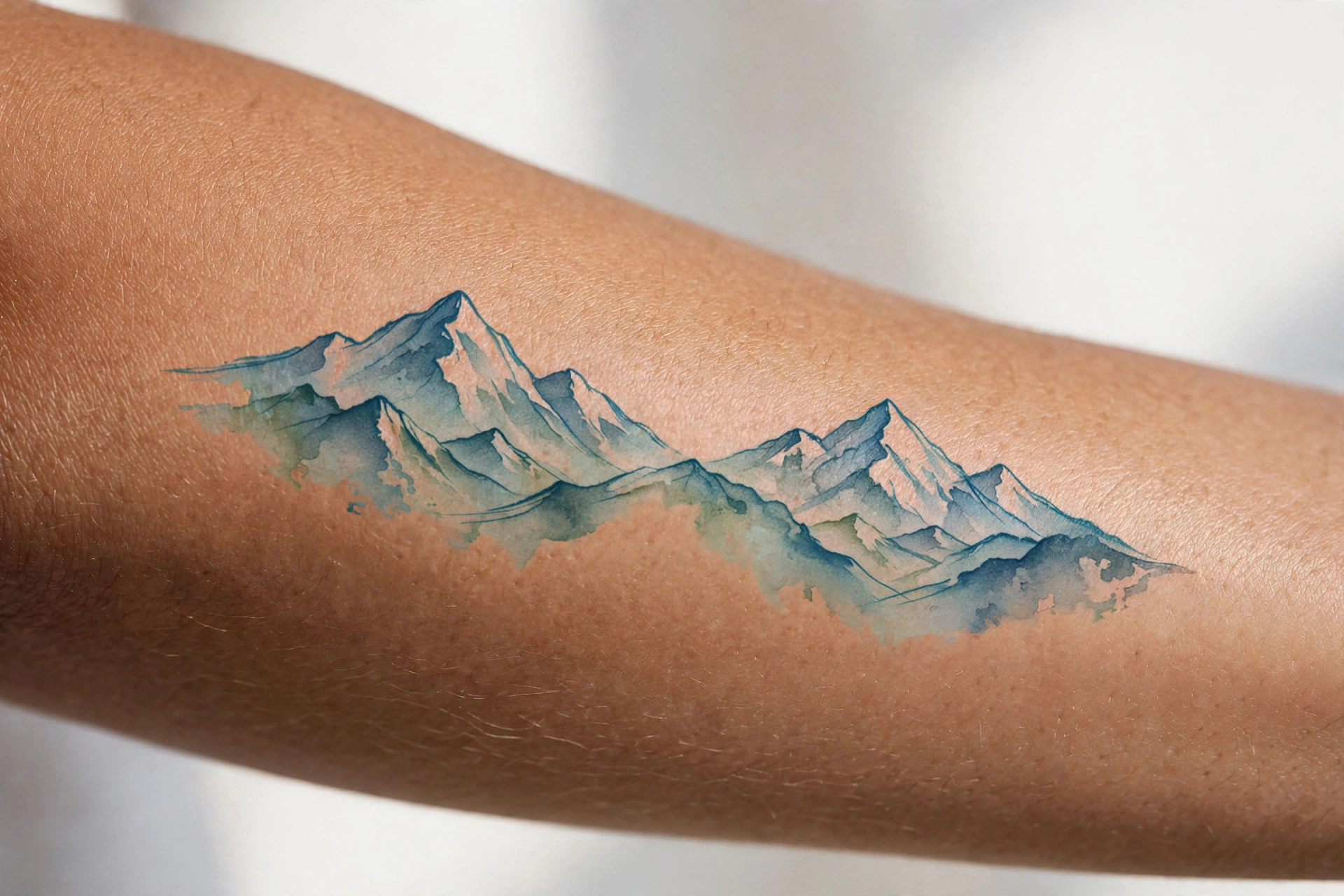 Matching mountain range tattoos for couples
