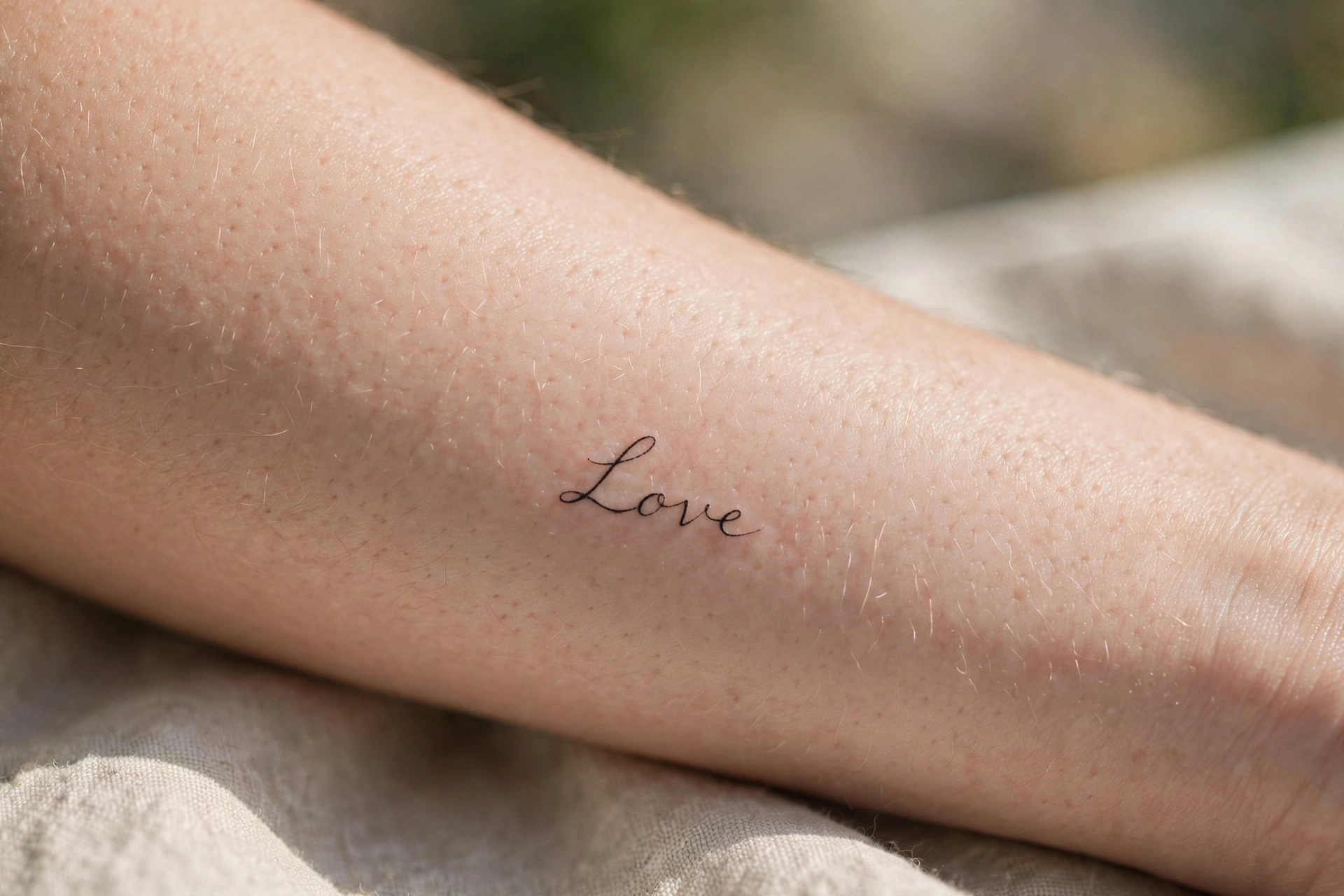 Love written in partner handwriting couple tattoo