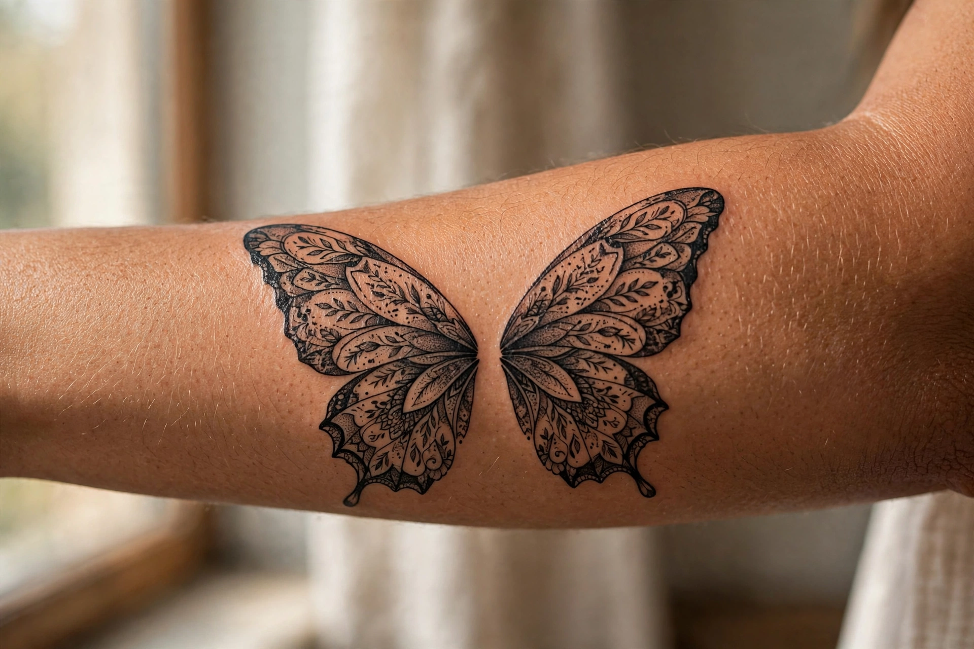 Matching butterfly wing tattoos for couples
