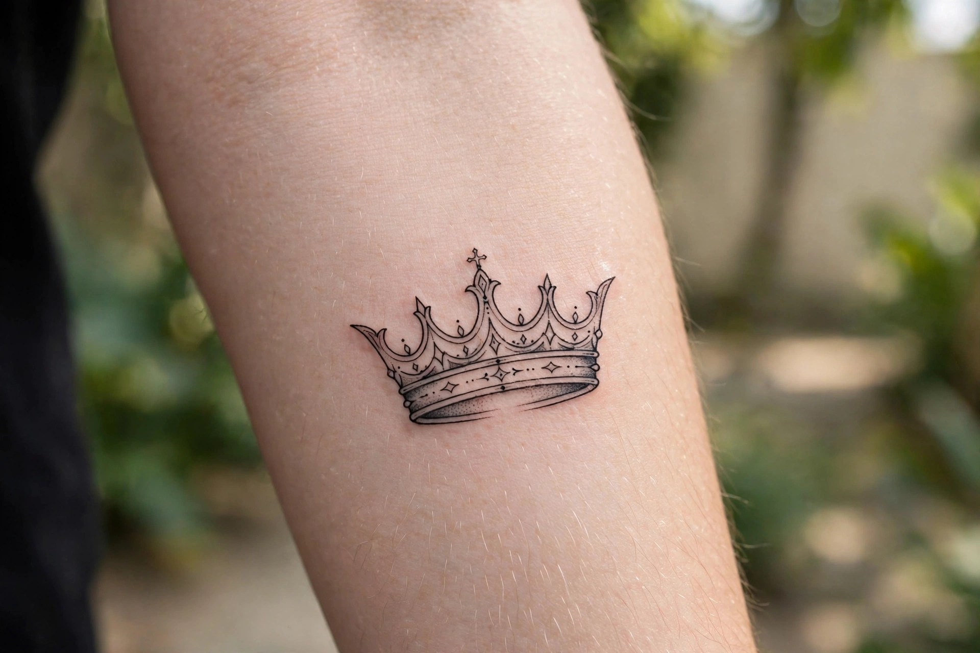 King crown tattoo on a man's chest