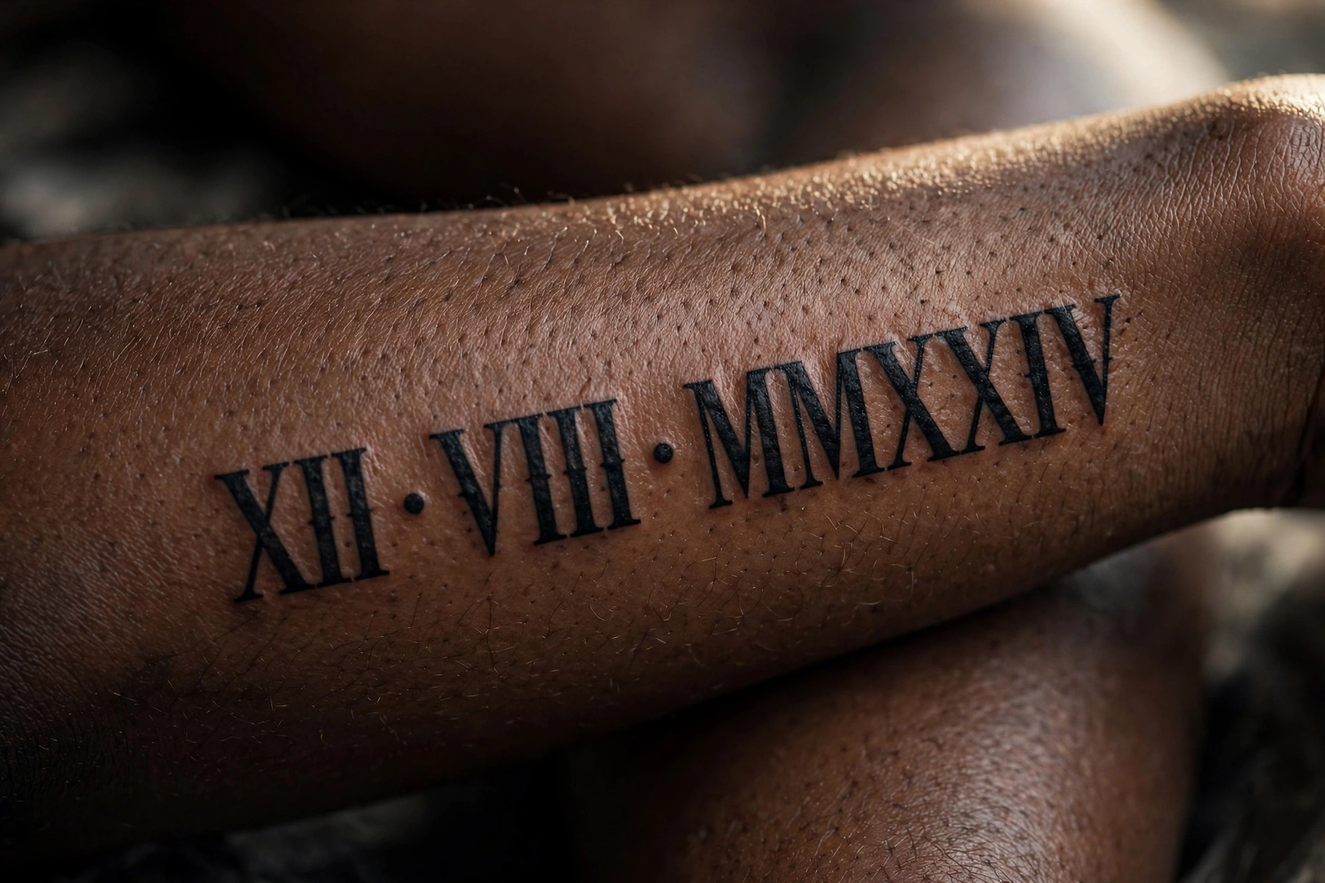 Roman numeral memorial tattoo date inked on the wrist