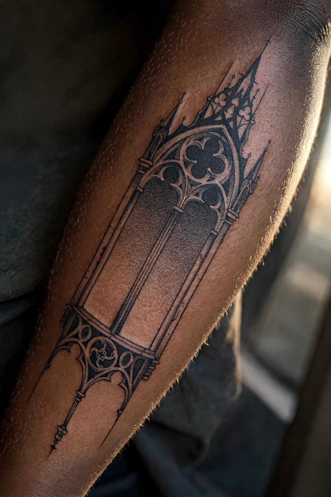 Stained glass church window memorial tattoo