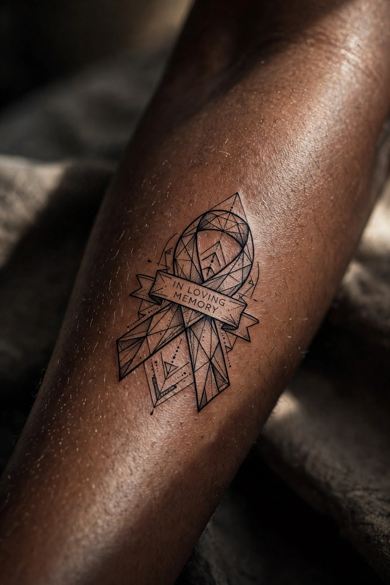 In loving memory ribbon tattoo for mom with dates