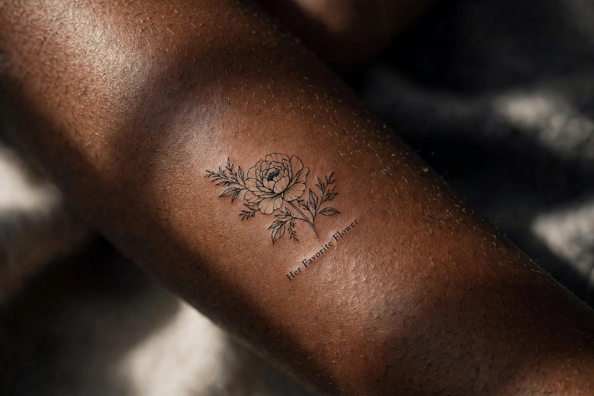 Mom's favorite flower tattoo, colorful botanical design