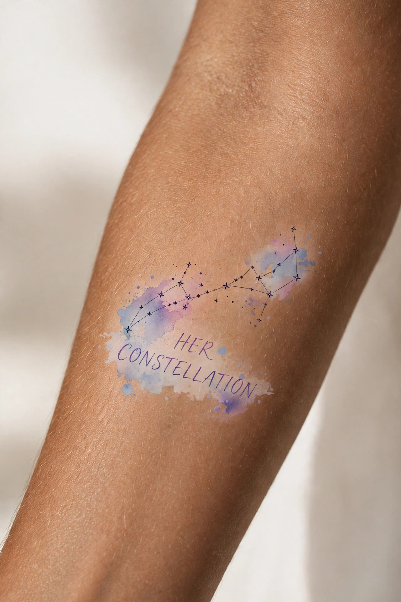 Mom's zodiac constellation tattoo in fine dotwork