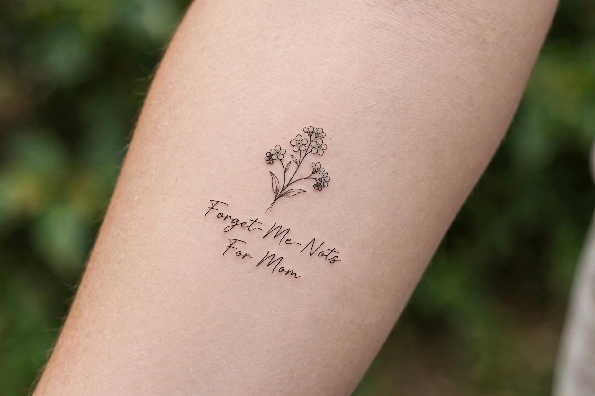 Forget-me-not flowers tattoo for mom, remembrance design