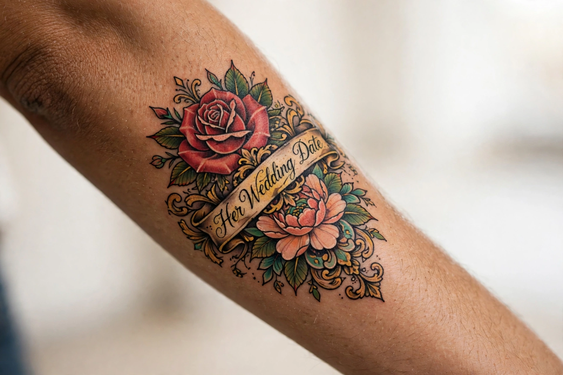 Mom's wedding date tattoo in elegant numerals