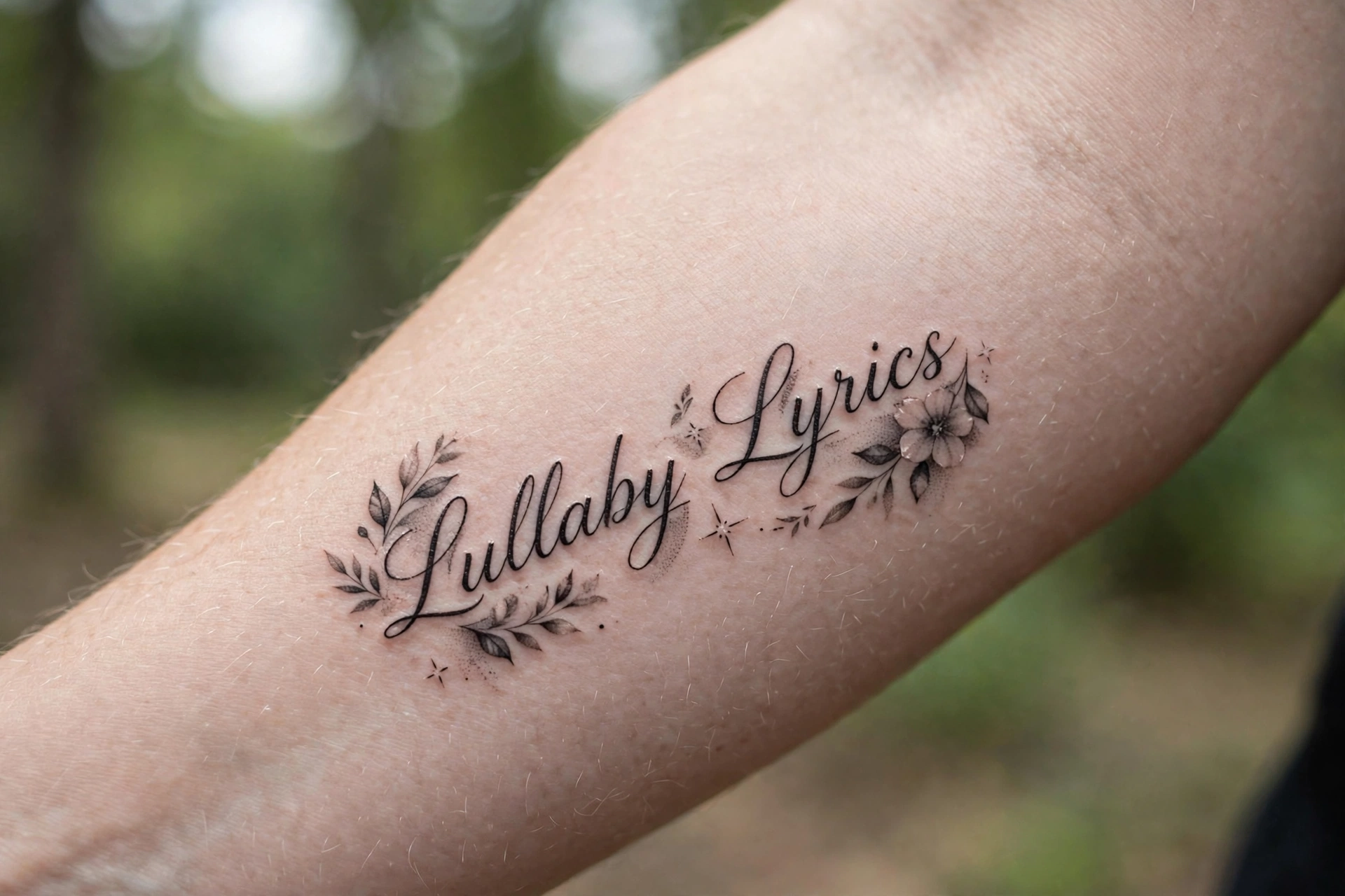 Handwritten lullaby lyrics tattoo from mom's singing