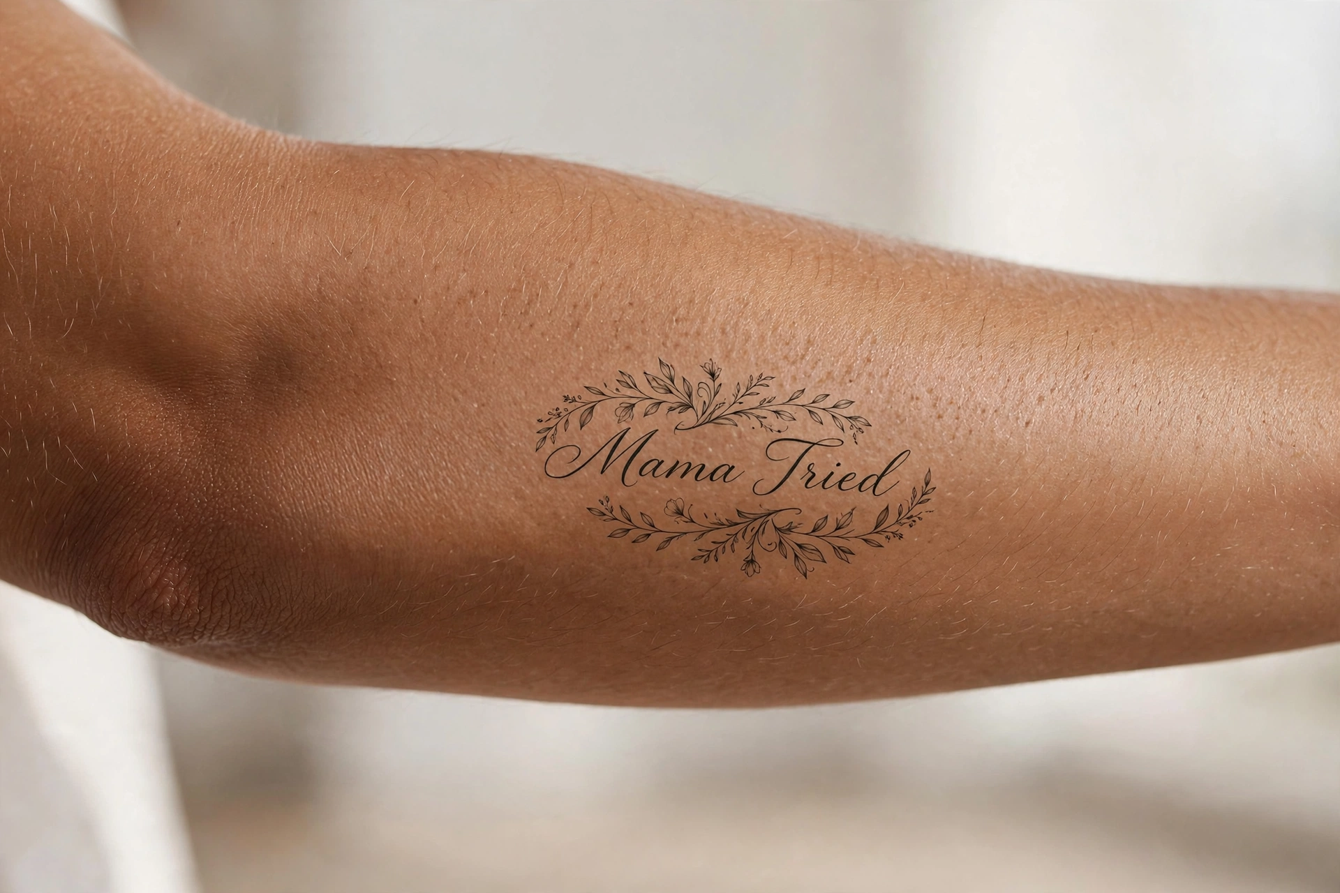 Mama tried script tattoo, bold vintage lettering