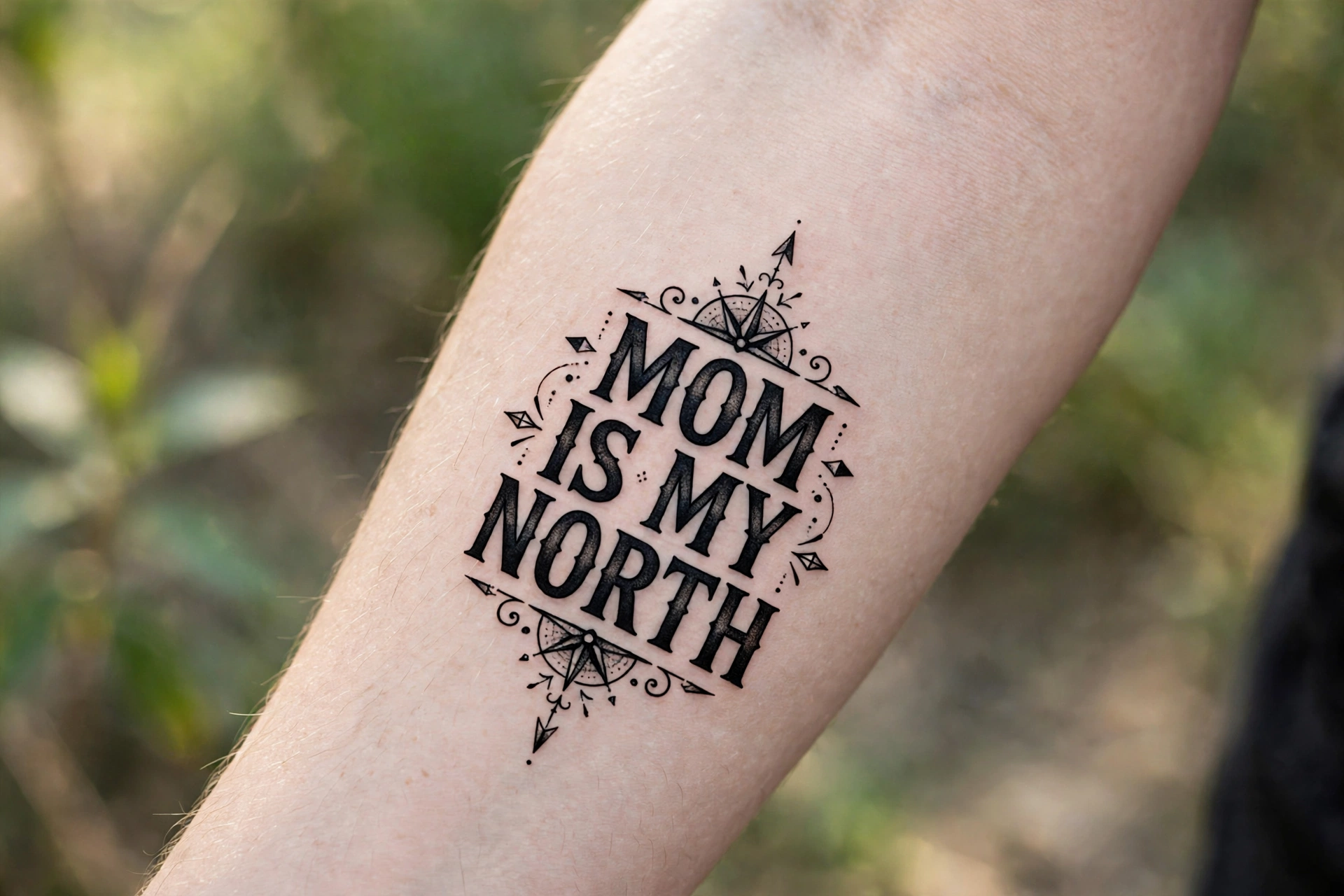 Compass tattoo with mom is my north script