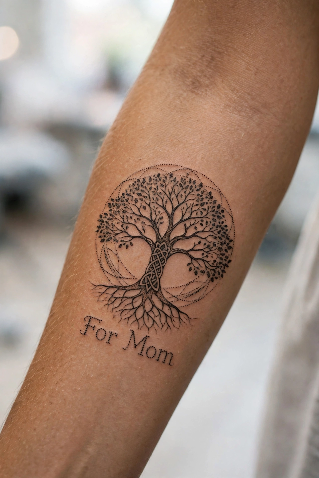 Tree of life tattoo dedicated to mom with deep roots