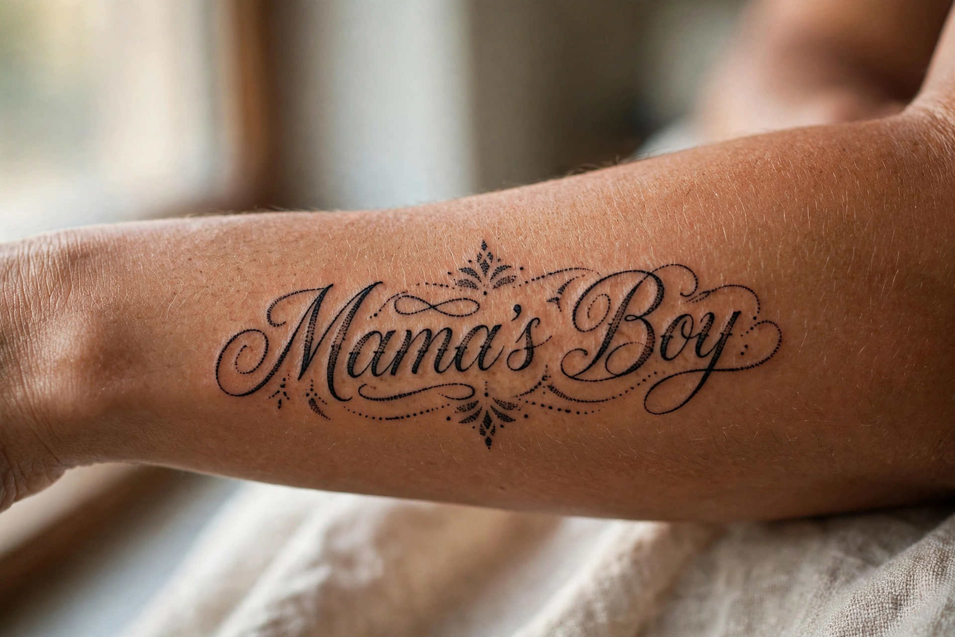 Mama's boy bold script tattoo design