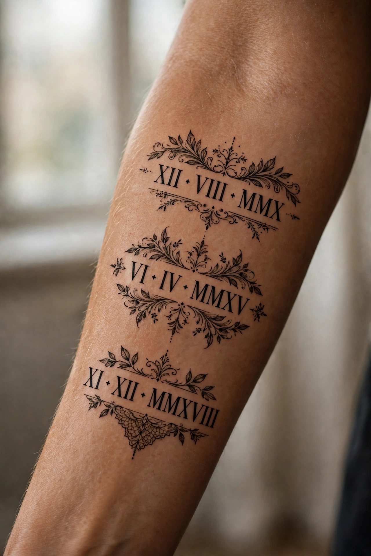 Roman numeral birthdate tattoos for mother and son