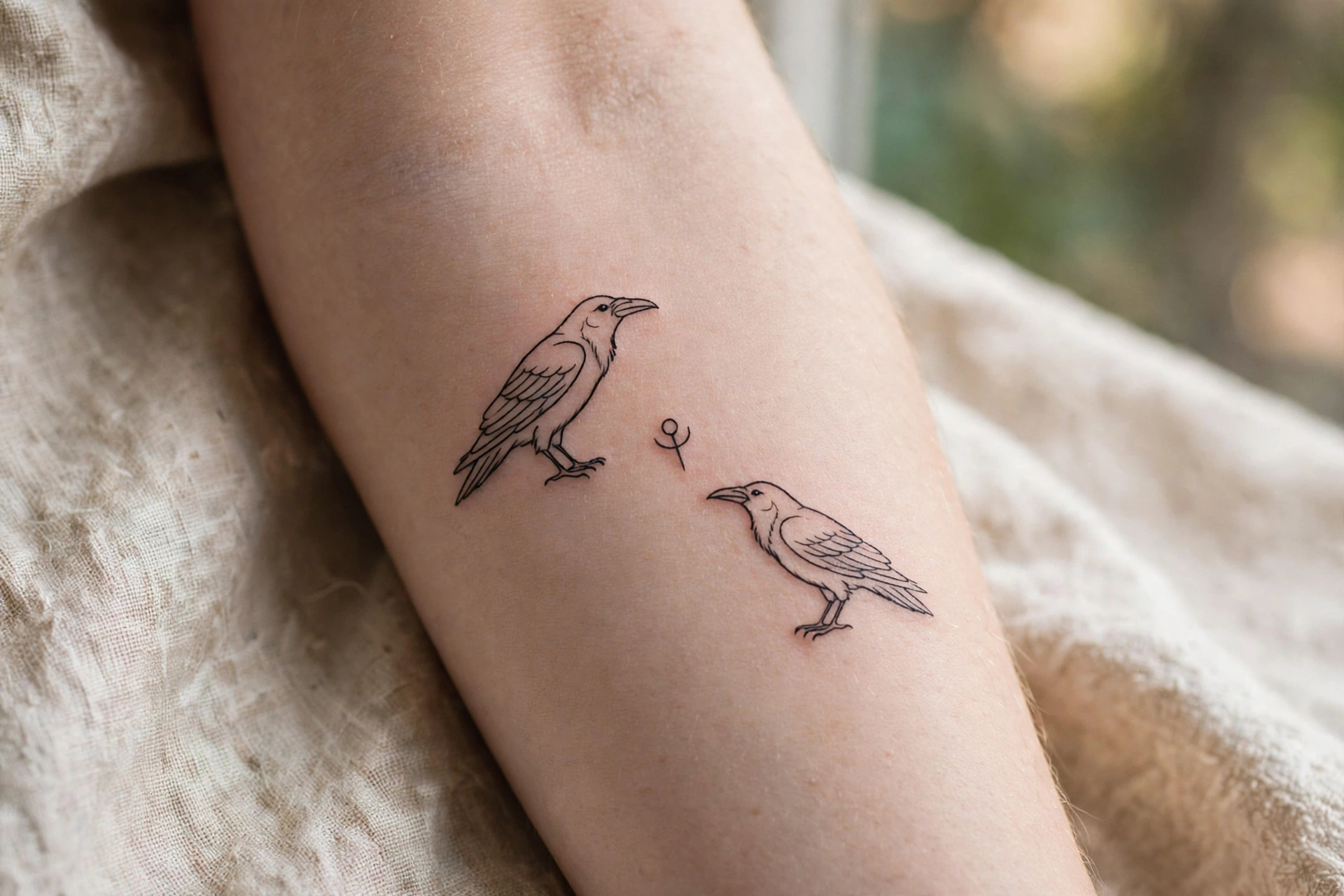 Odin's ravens Huginn and Muninn Norse mythology tattoo