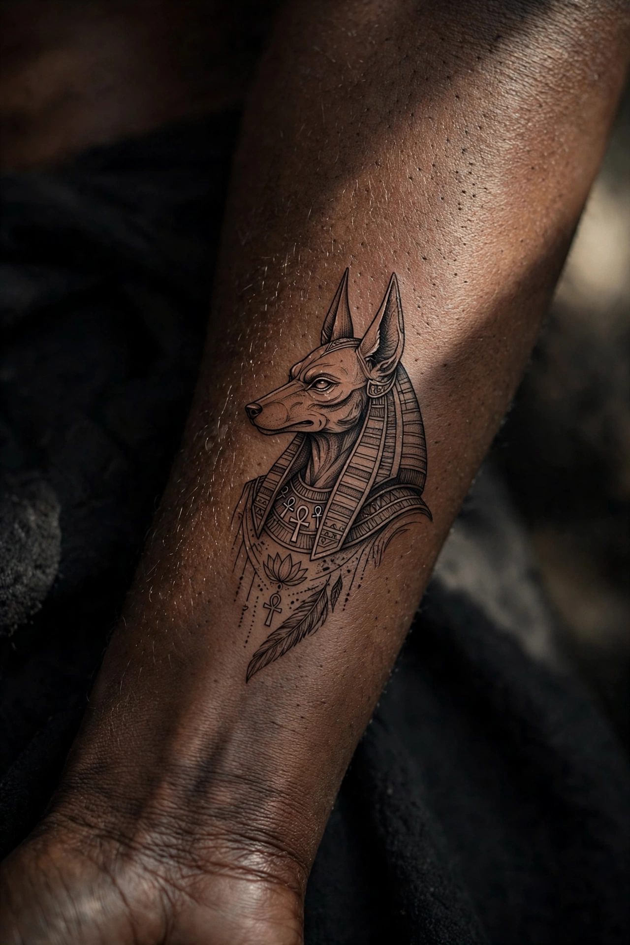 Anubis jackal god Egyptian mythology tattoo design