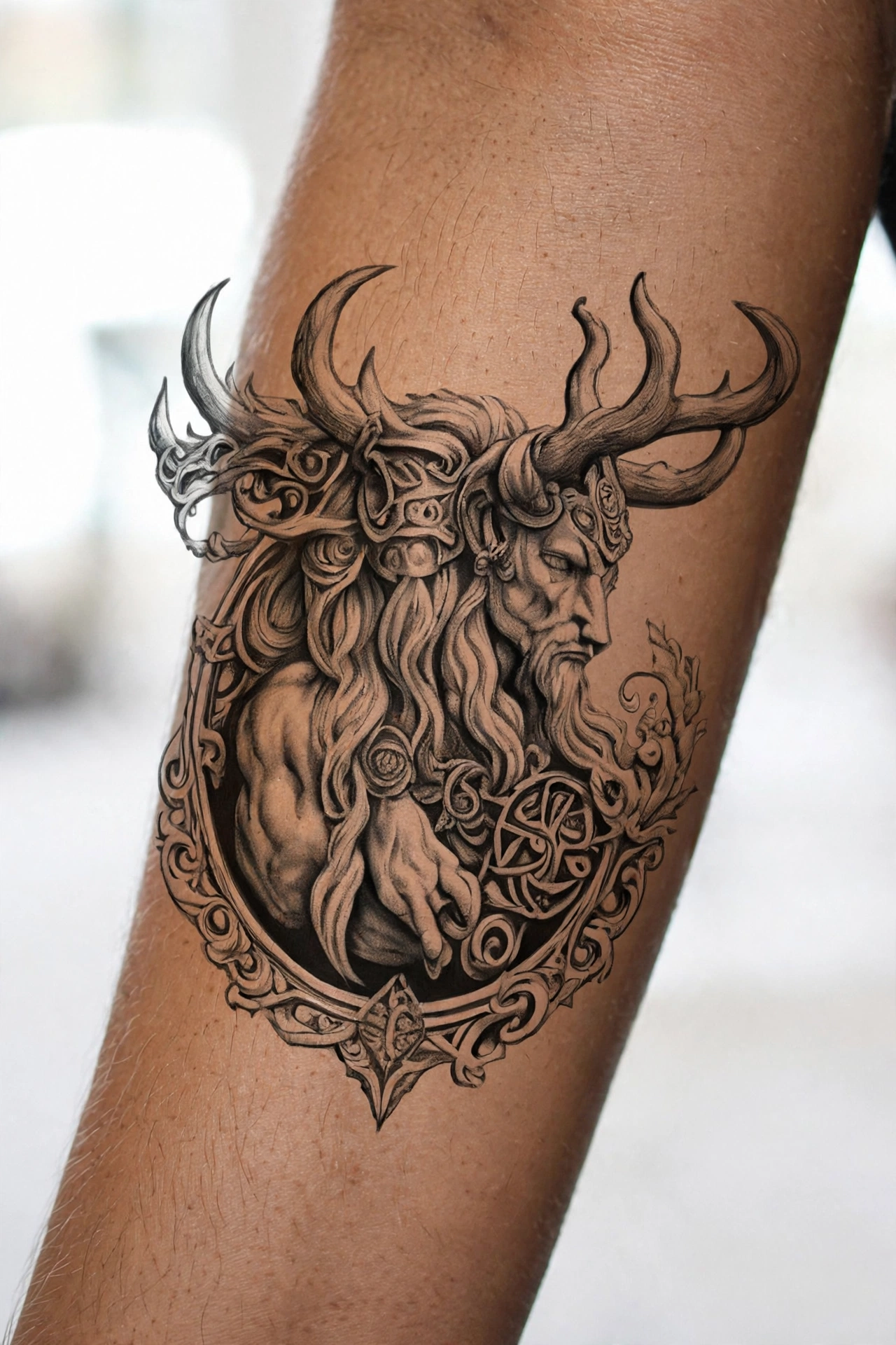 Cernunnos horned god Celtic mythology tattoo design