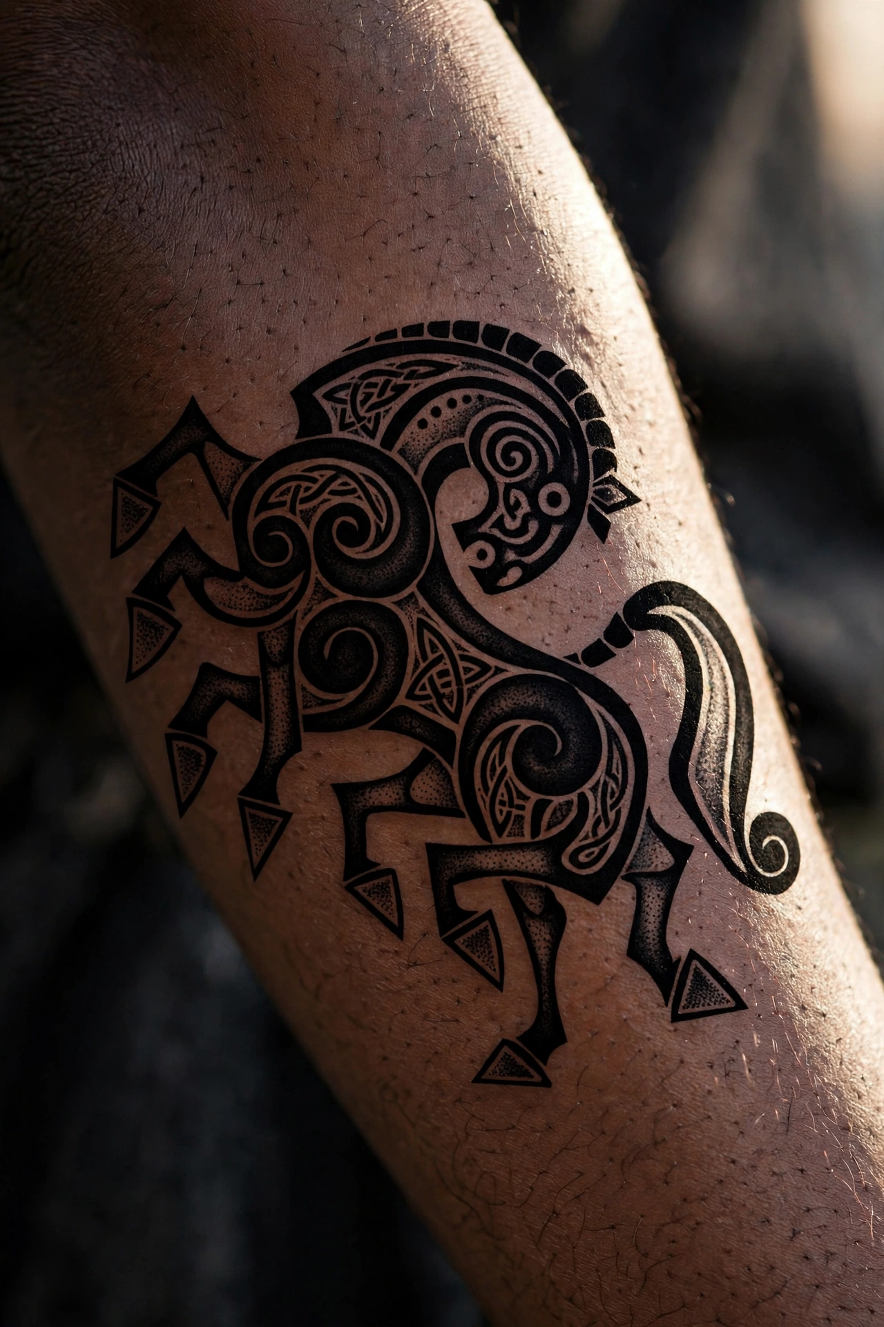 Sleipnir eight-legged horse Norse mythology tattoo design