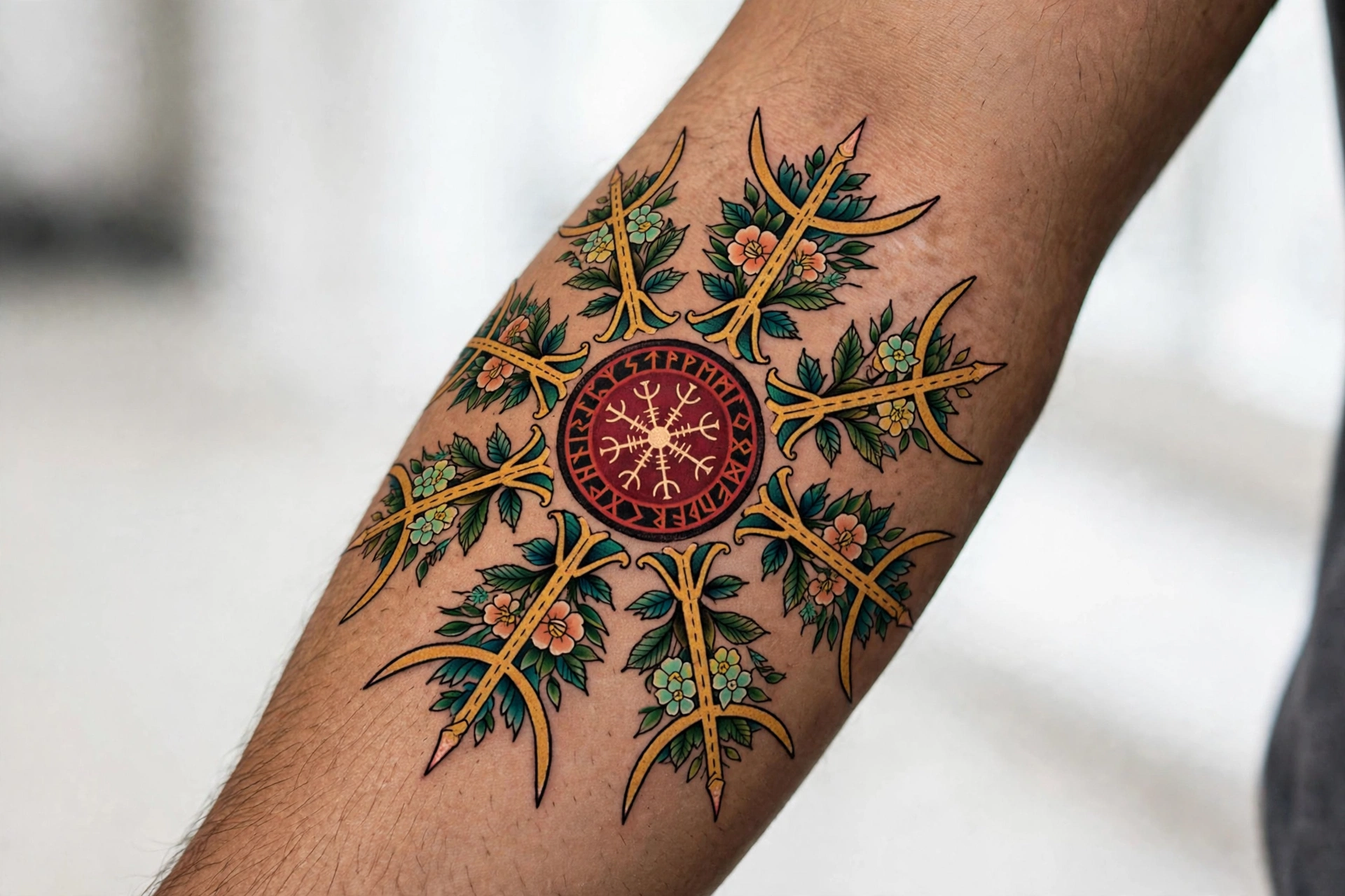 Helm of Awe Aegishjalmr Norse mythology tattoo protection