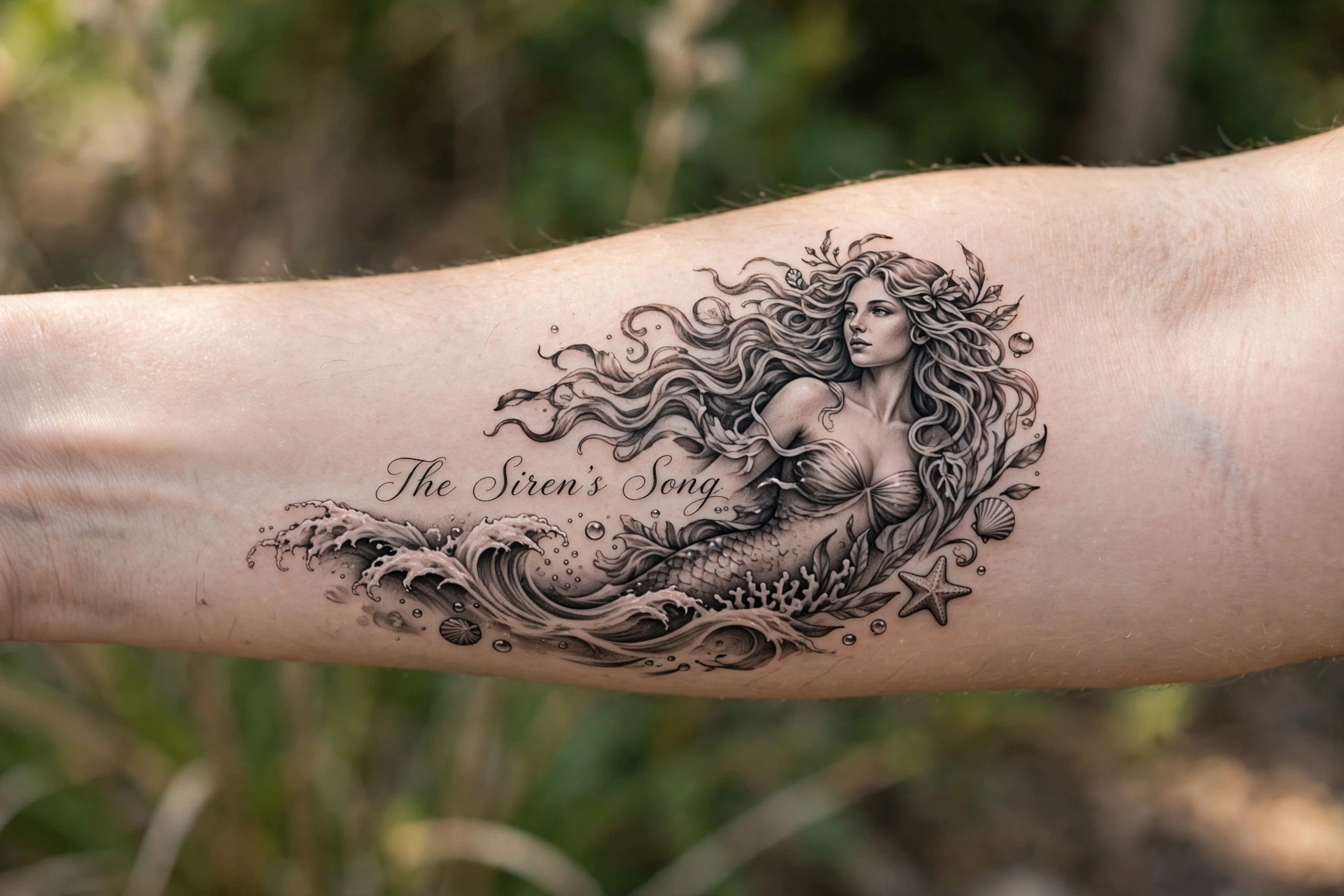 siren sea creature Greek mythology tattoo design