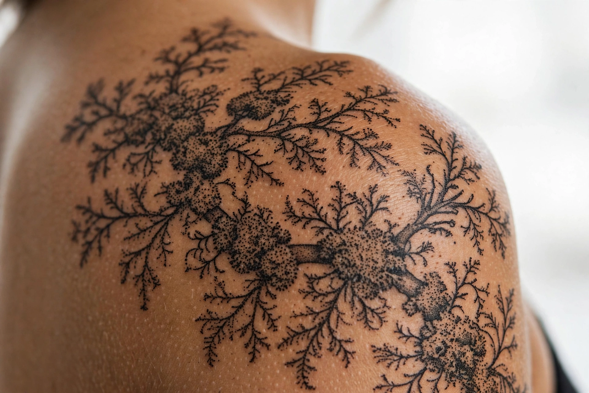 Extreme close-up of moss with tiny sporophytes tattoo
