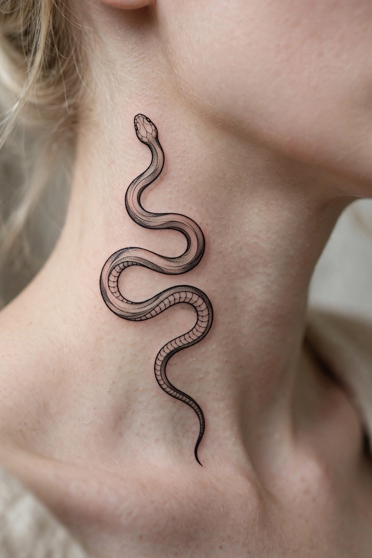 Tiny star tattoo tucked behind a woman's ear
