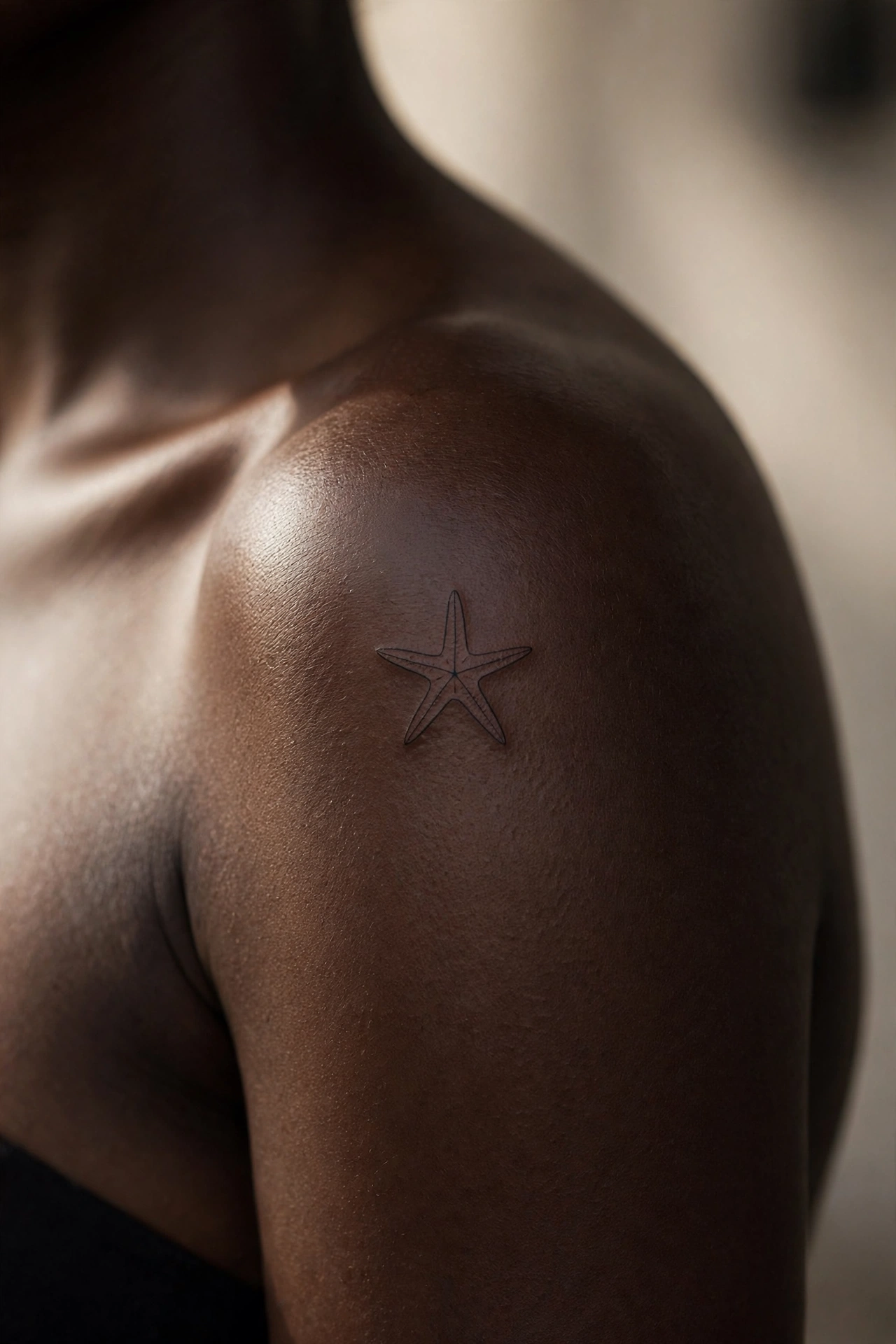 Simple starfish tattoo with textured detail