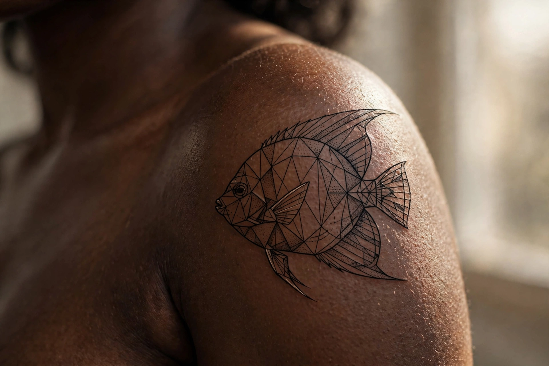 Elegant angelfish tattoo with flowing fins