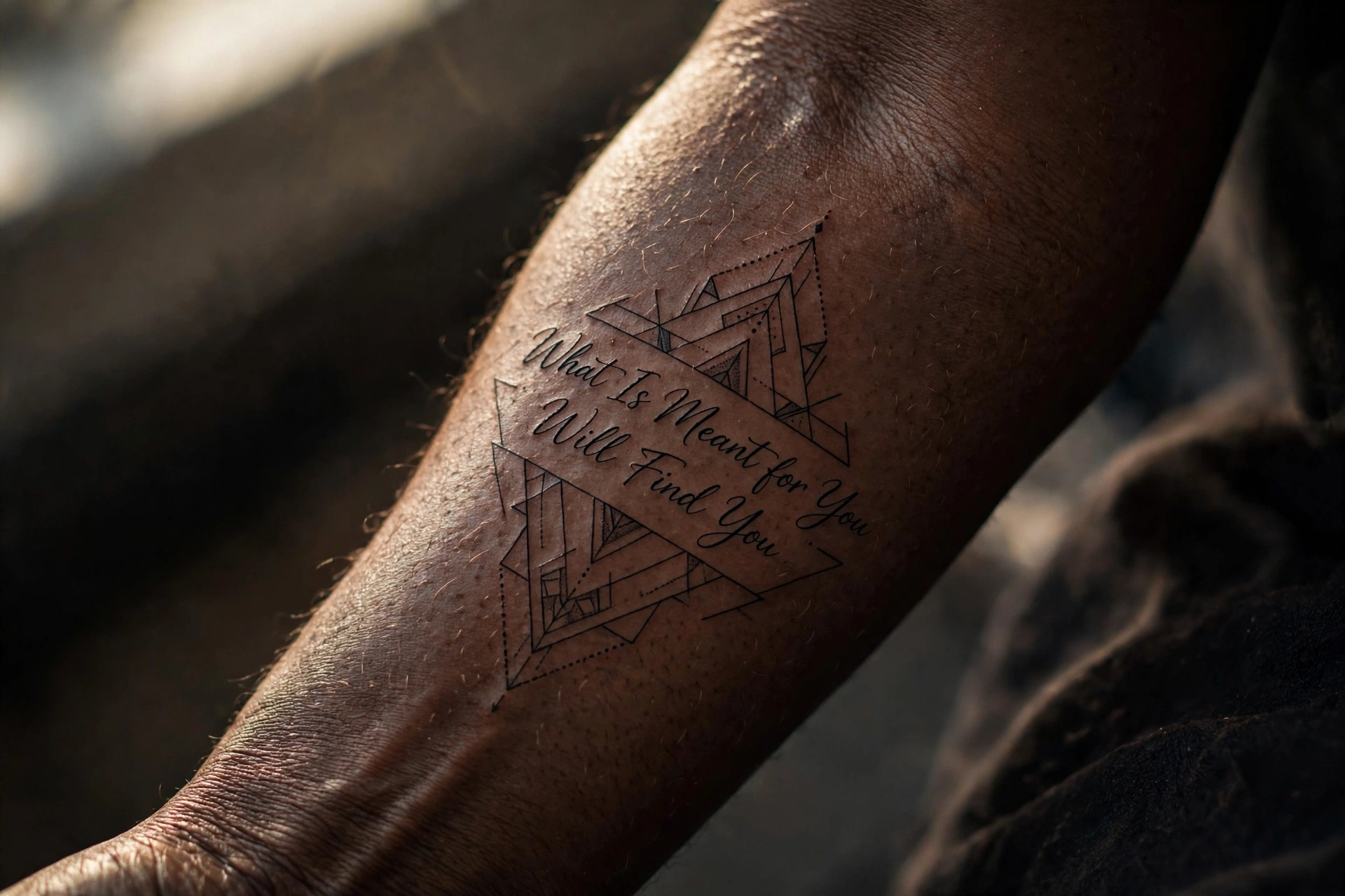 What is meant for you will find you quote tattoo in script on the back