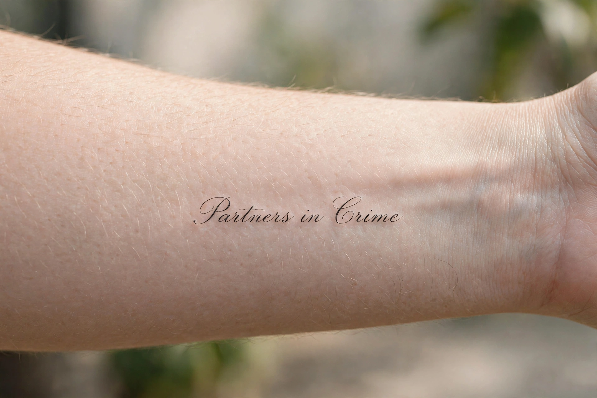 Partners in crime script tattoo for siblings