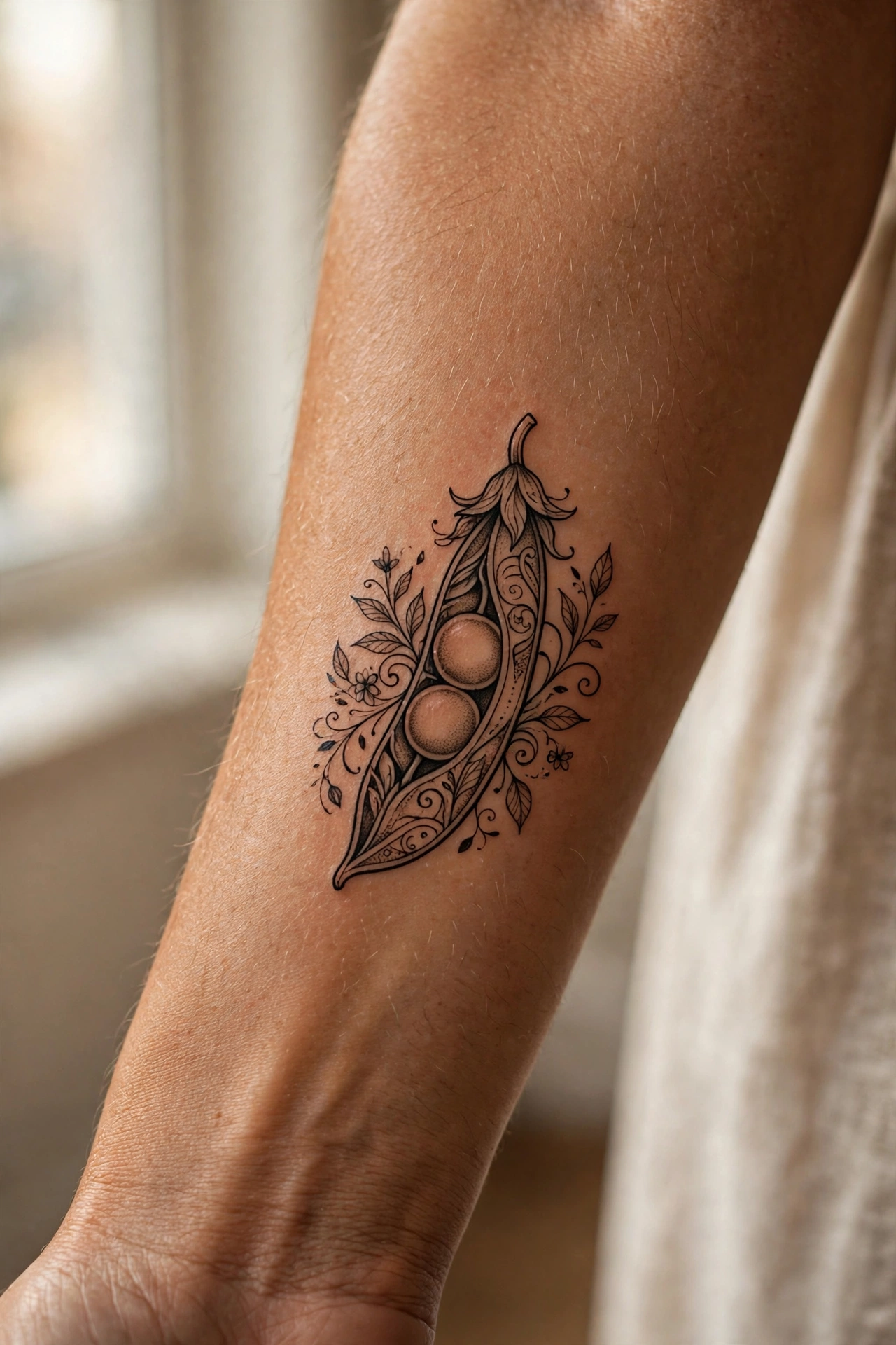 Two peas in a pod tattoo for close siblings